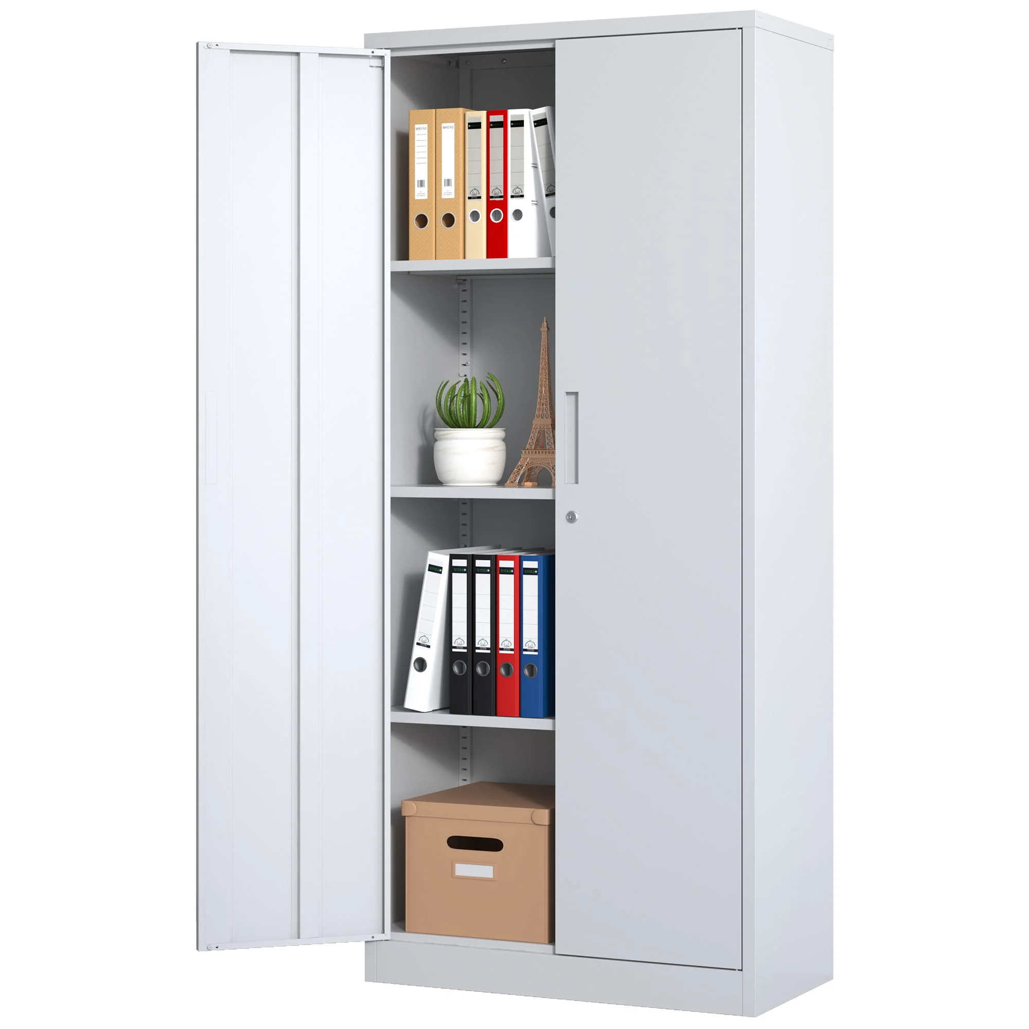 Heavy Metal Garage Storage Cabinet With Locking Doors, Steel, Adjustable Shelves - Image 26