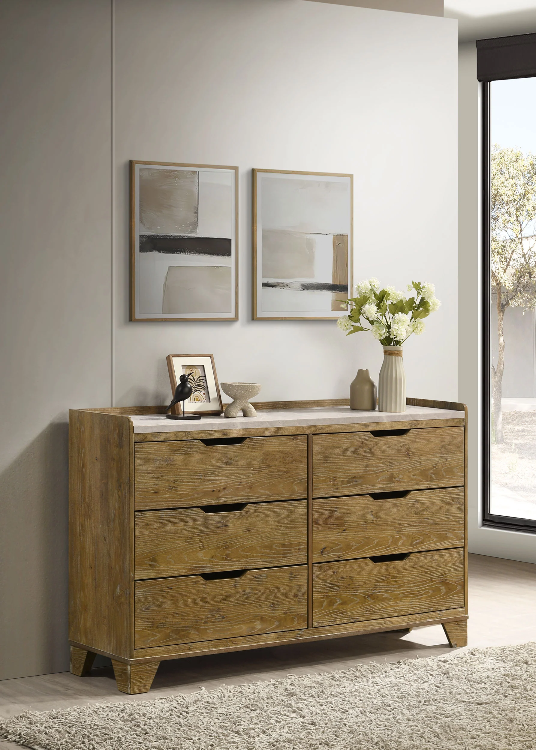 Henderson 6-Drawer Dresser, Medium Oak - Image 3