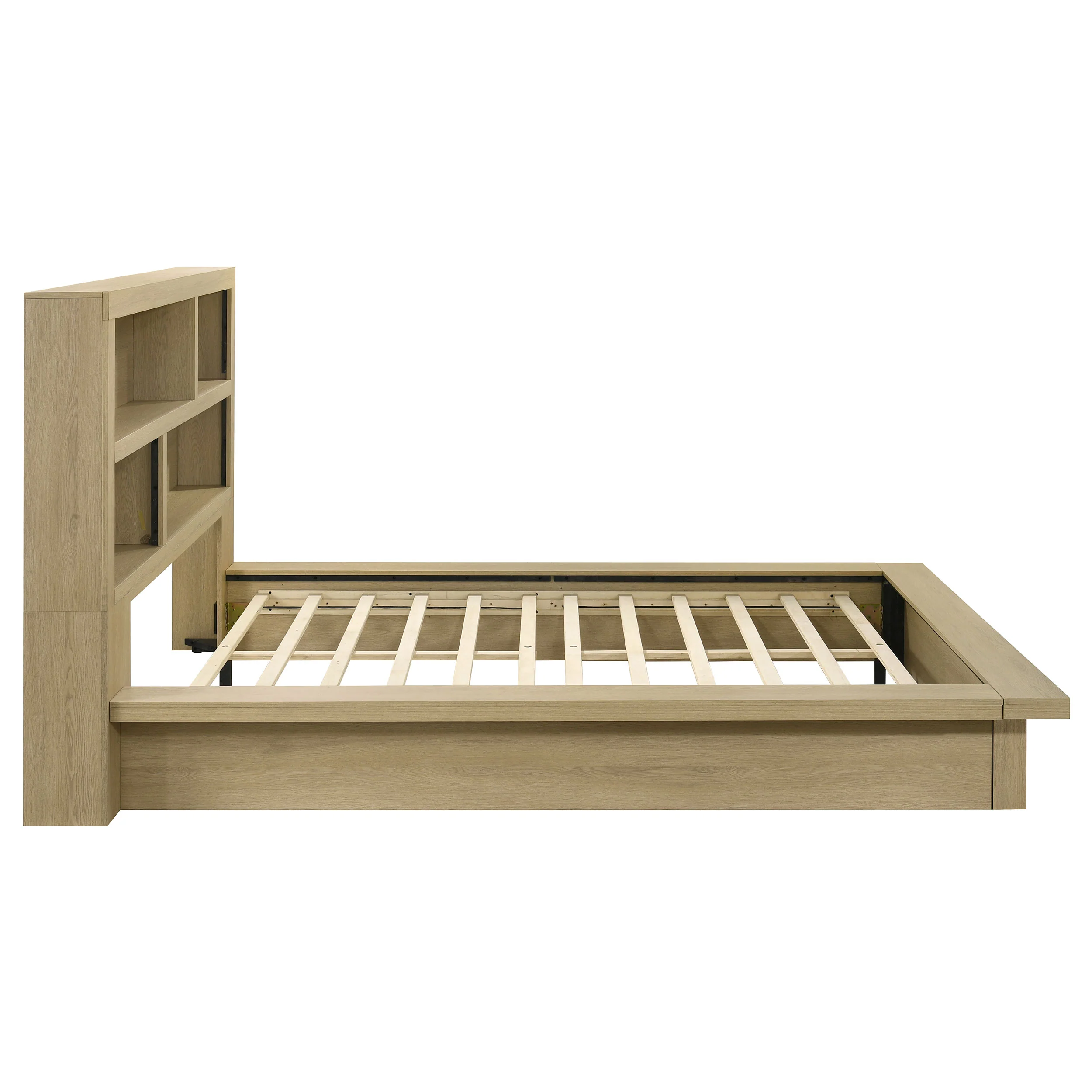 Hendricks Queen Bookcase Headboard Platform Bed Light Oak - Image 4