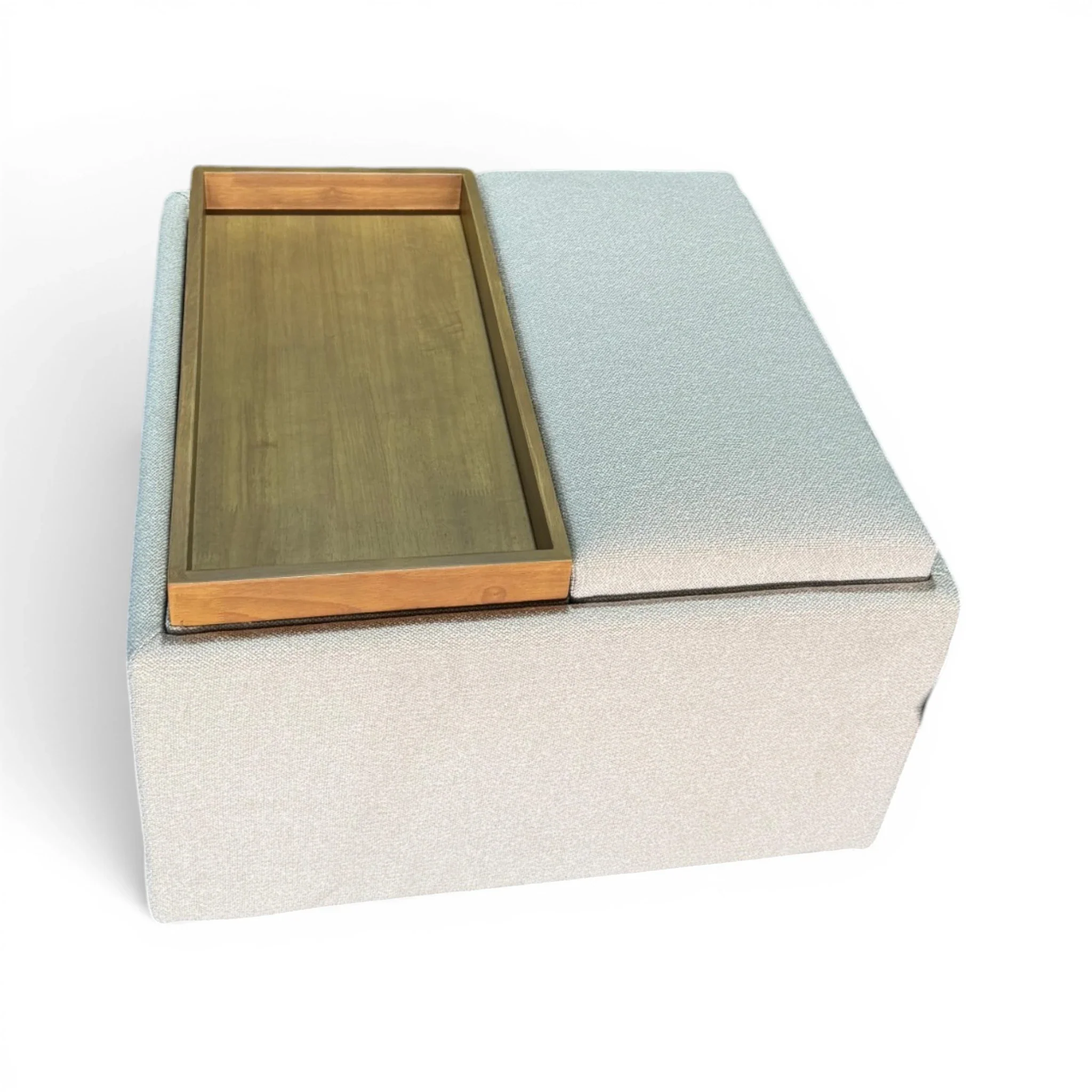 Henredon Sona Fabric Storage Ottoman with Reversible Wood Tray Tops - Image 3