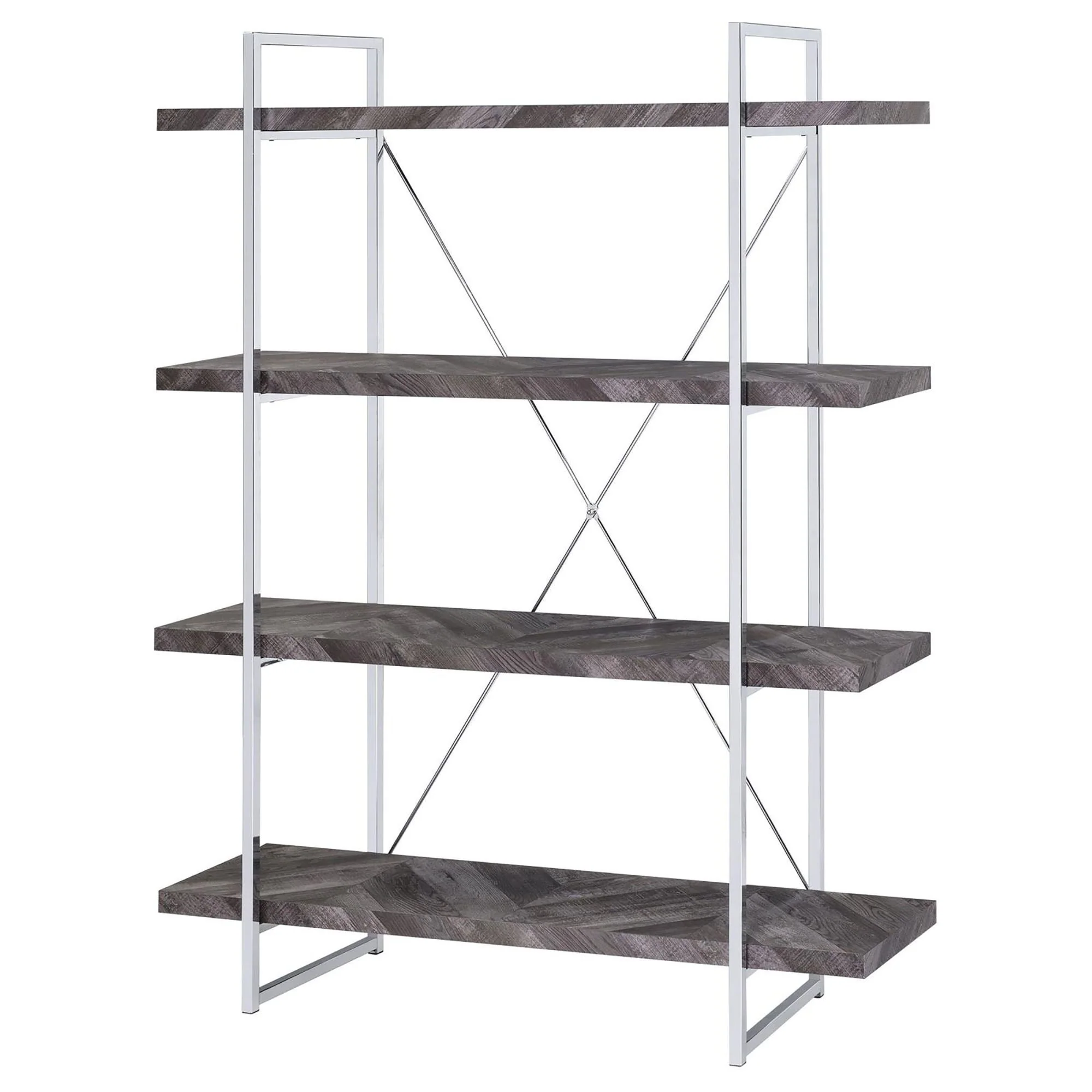 Herringbone - Bookcase With Full Length Shelf - Gray - Image 7