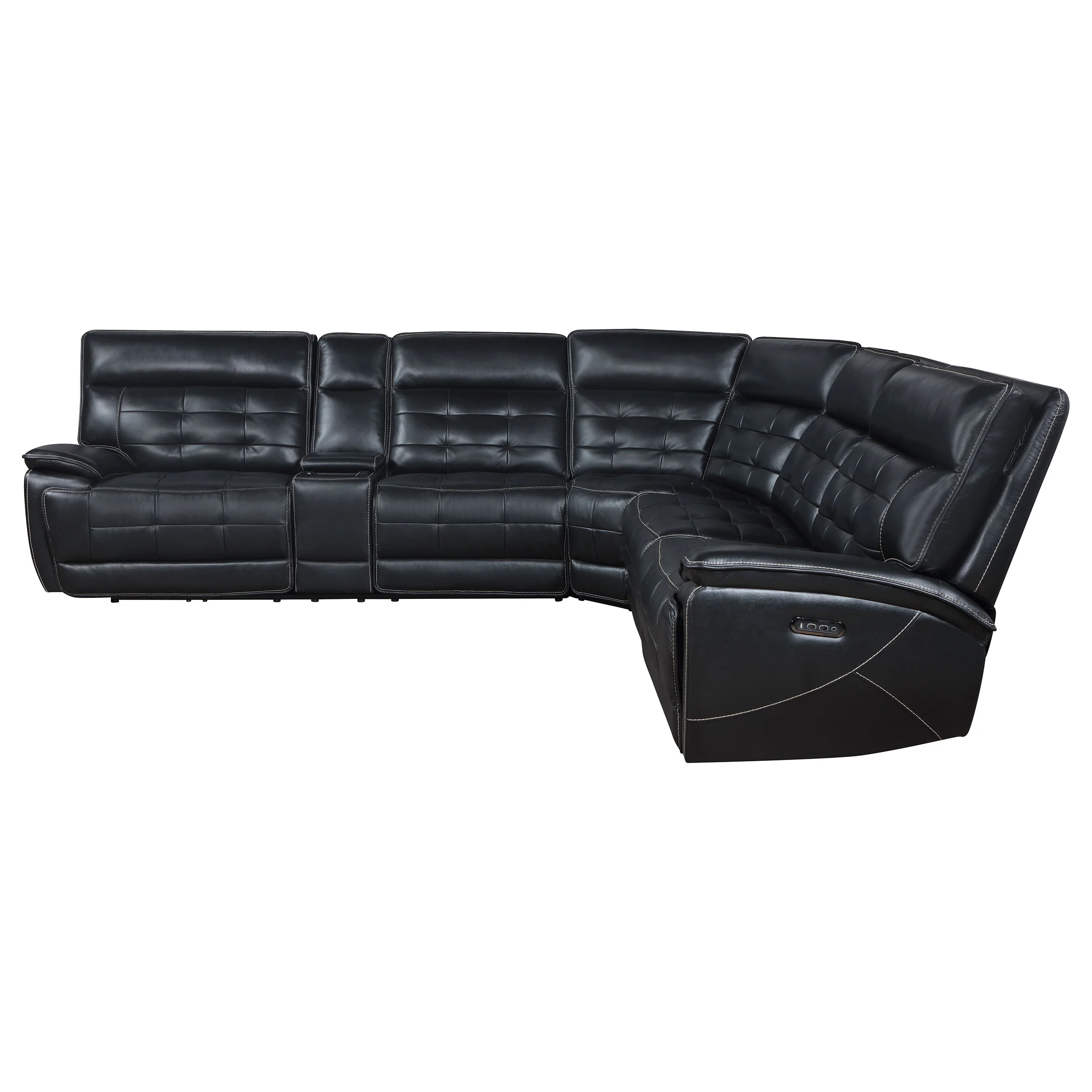 Hewitt Leather Dual Power Reclining Sectional Sofa, Black - Image 3