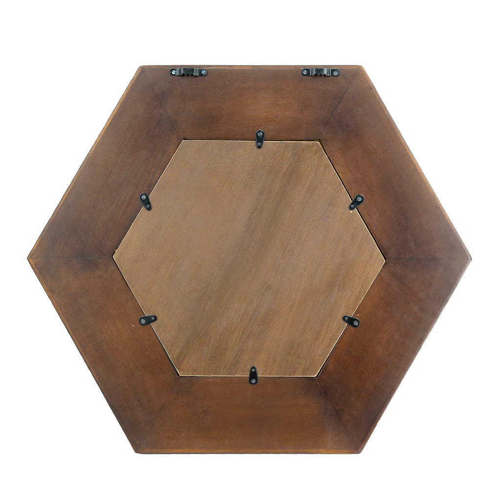 Hexagon Mirror With Natural Wood Frame, Wall Decor For Living Room Bathroom Hallway - Image 22