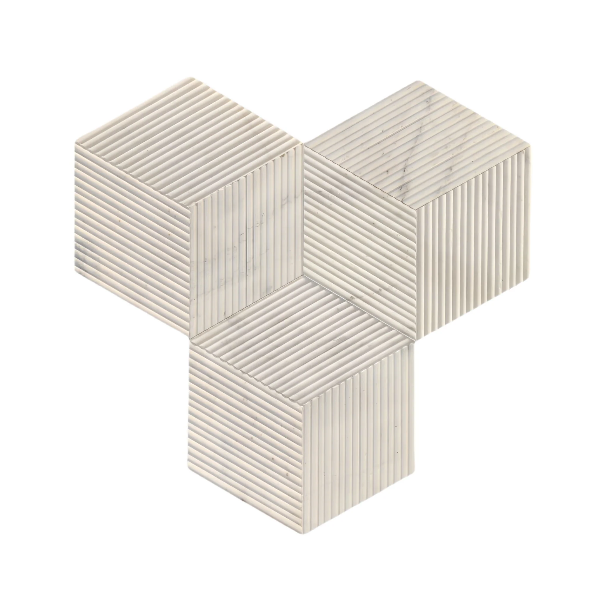 Hexagon Natural Stone Marble Tile, 3D Fluted (Set of 12) - Image 15
