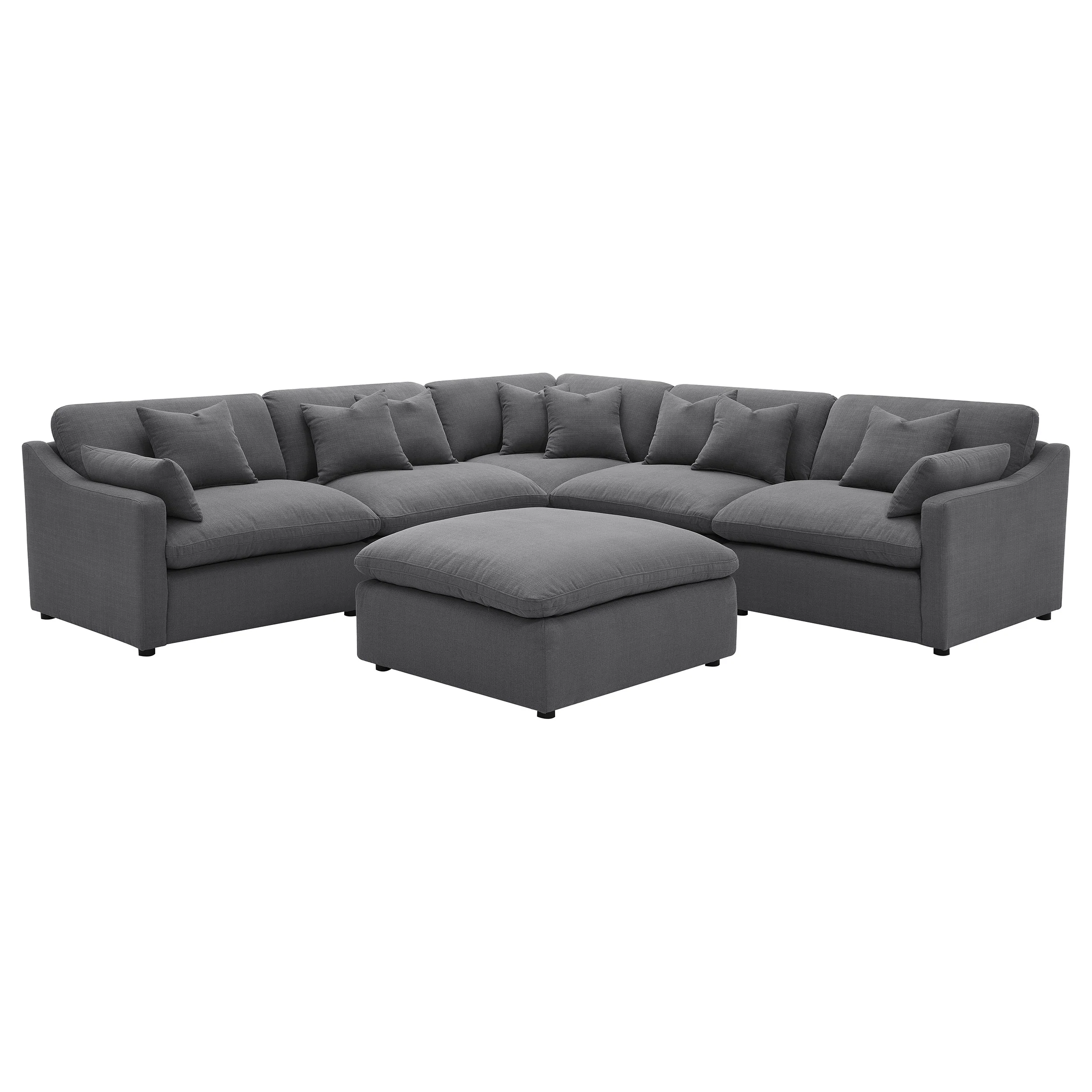 Hobson 6-Piece Upholstered Modular Sectional Sofa Charcoal
