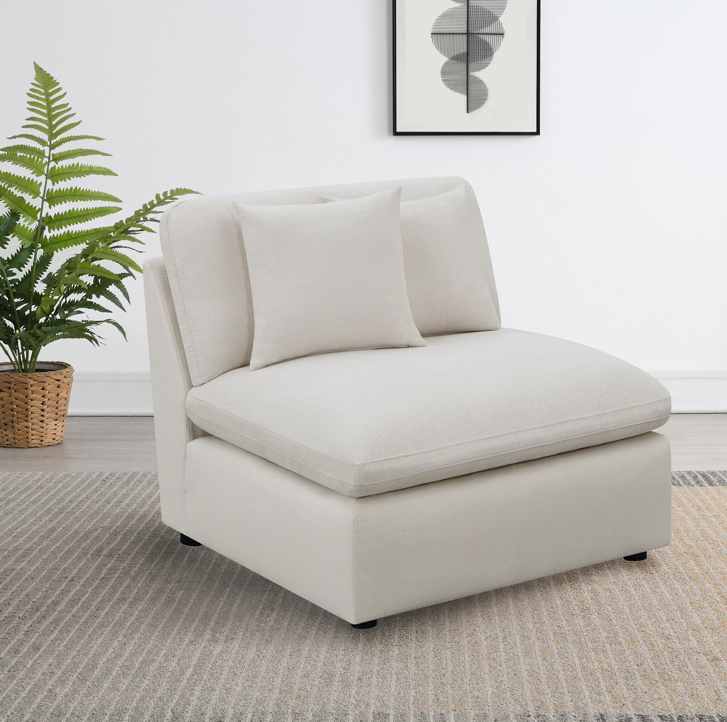 Hobson Upholstered Armless Chair - Ivory - Image 3