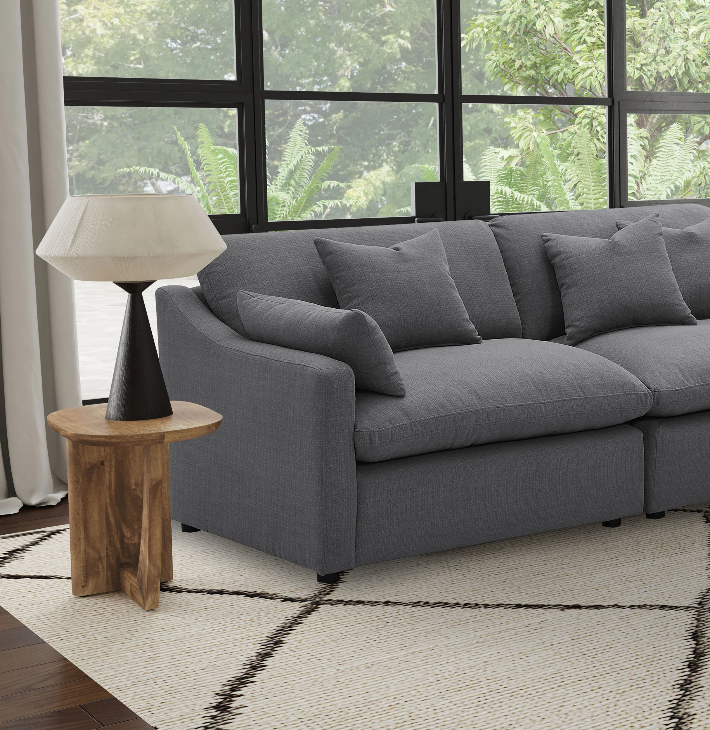 Hobson Upholstered LAF Chair Charcoal - Image 4