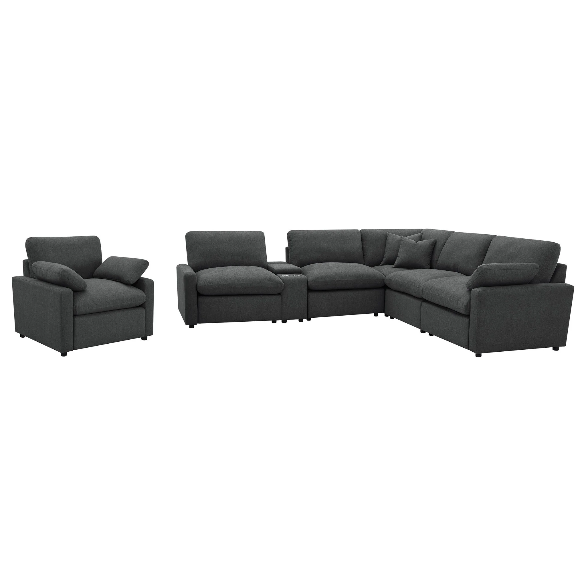 Hollander - 6 Piece Modular Power Reclining Sectional - Dark Gray - Image 2