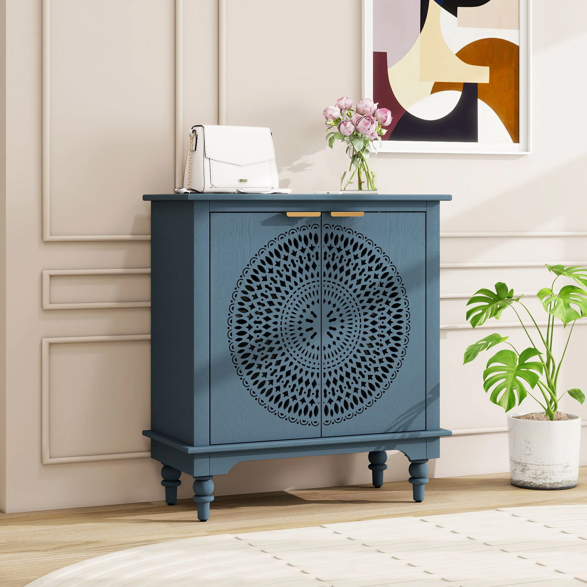 Hollow - Carved 2 Doors Accent Cabinet - Image 6