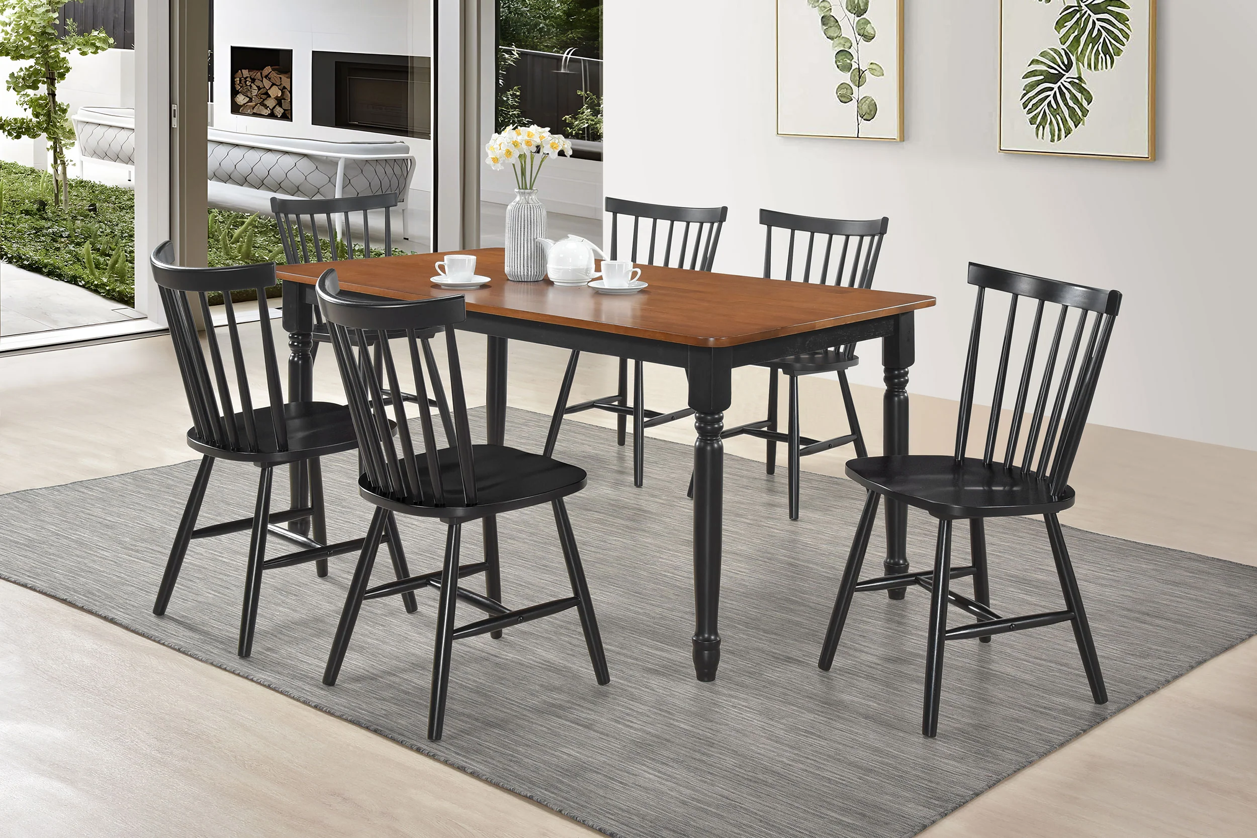 Hollyoak Windsor Wood Dining Side Chair Black Set of 2 - Image 11