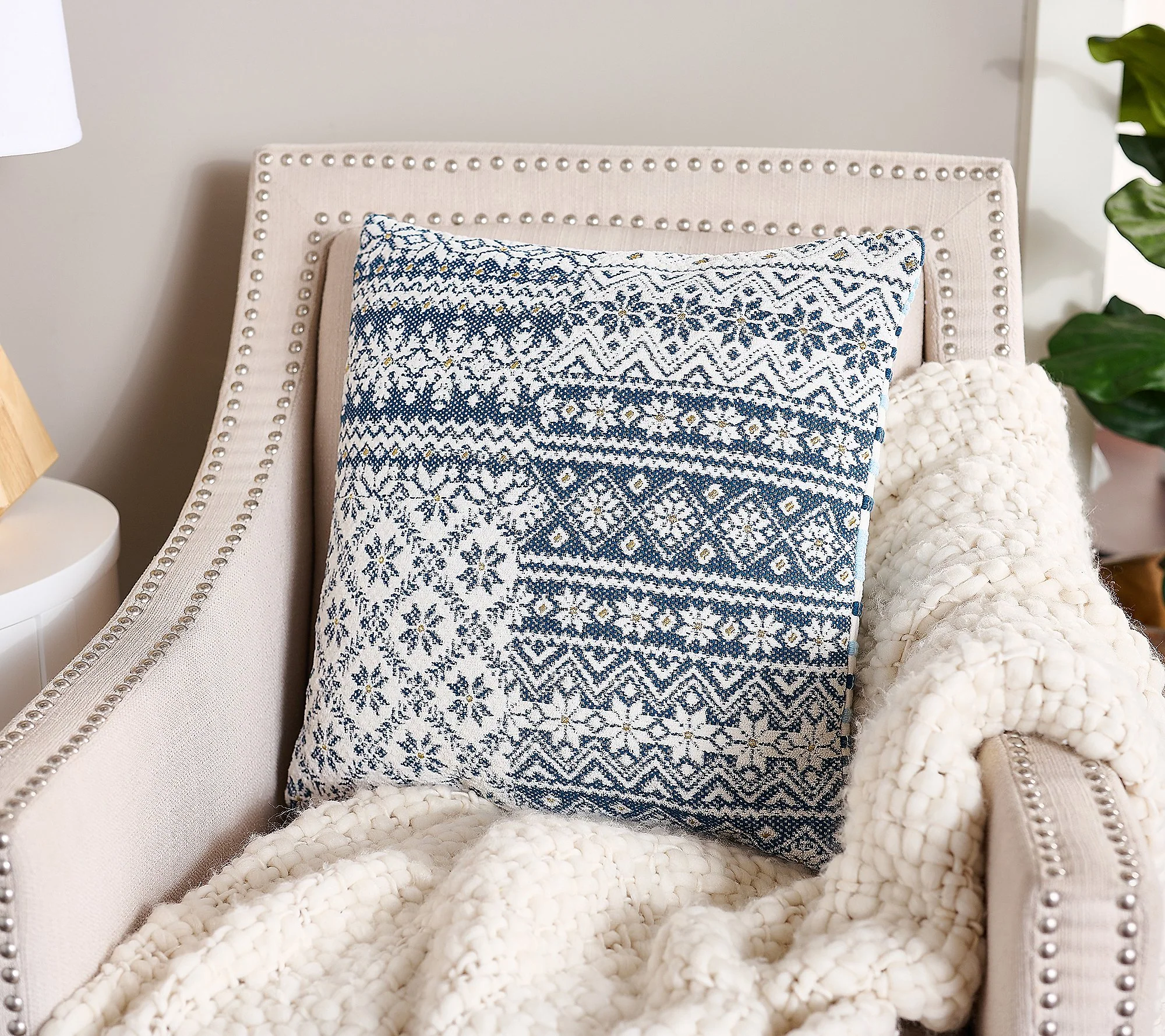 Home Reflections Embroidered Fairisle 18" x 18" Pillow