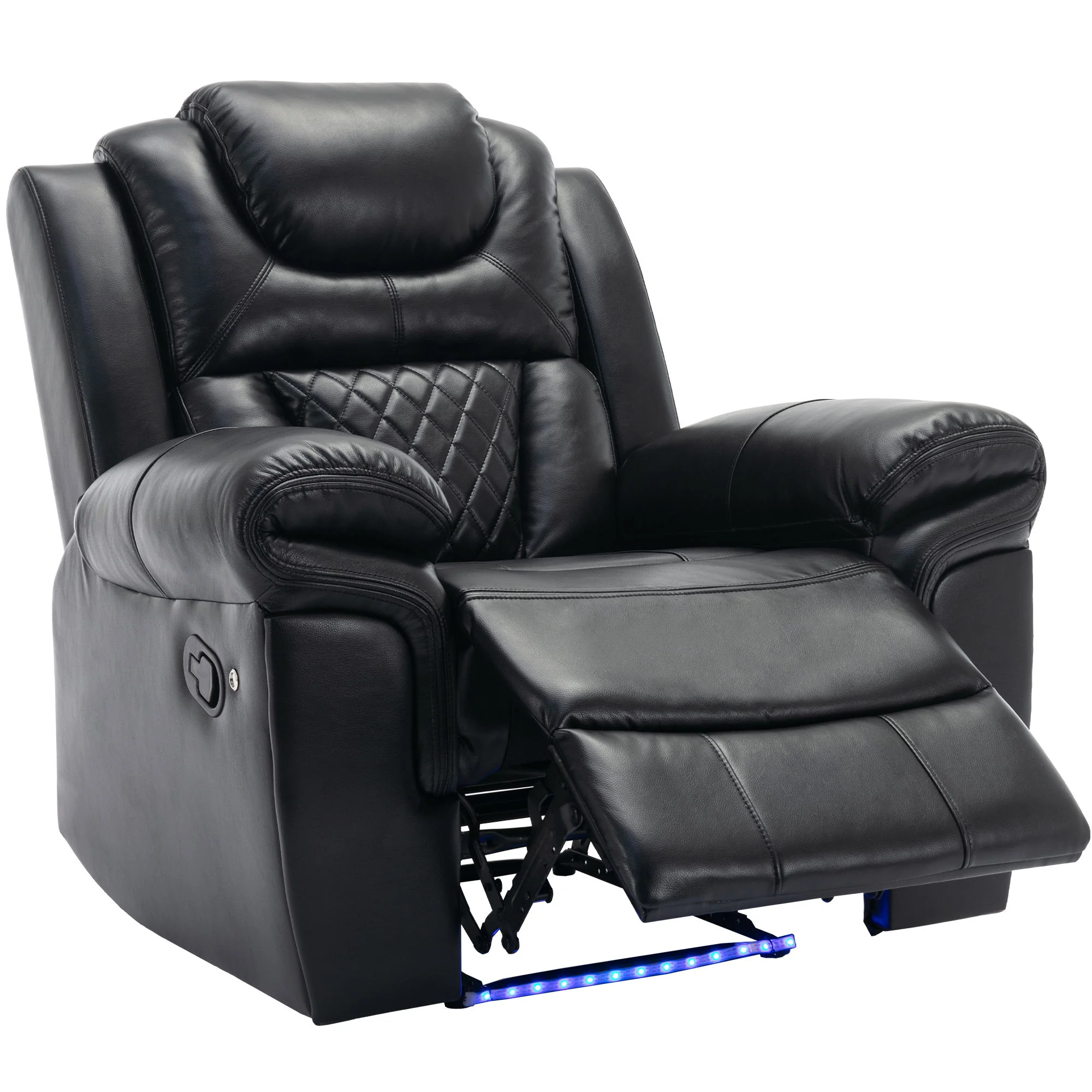 Home Theater Seating Manual Recliner Chair, Led Light Strip For Living Room - Black - Image 9