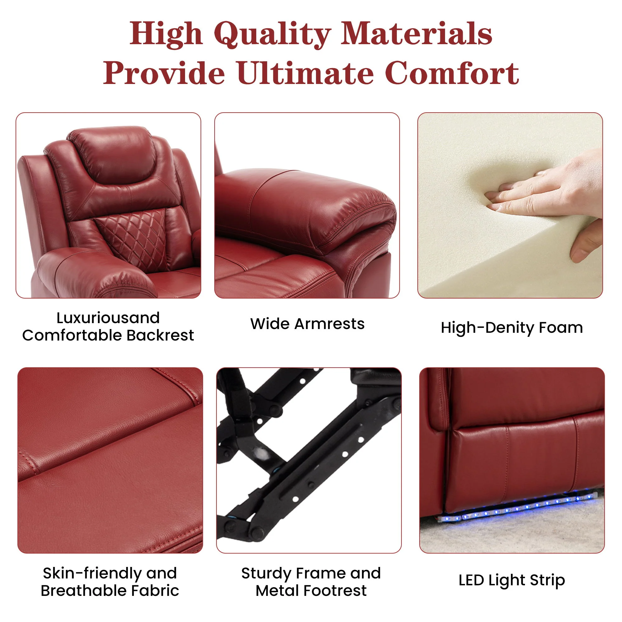 Home Theater Seating Manual Recliner Loveseat With Hide-Away Storage, Cup Holders And Led Light Strip For Living Room - Image 11