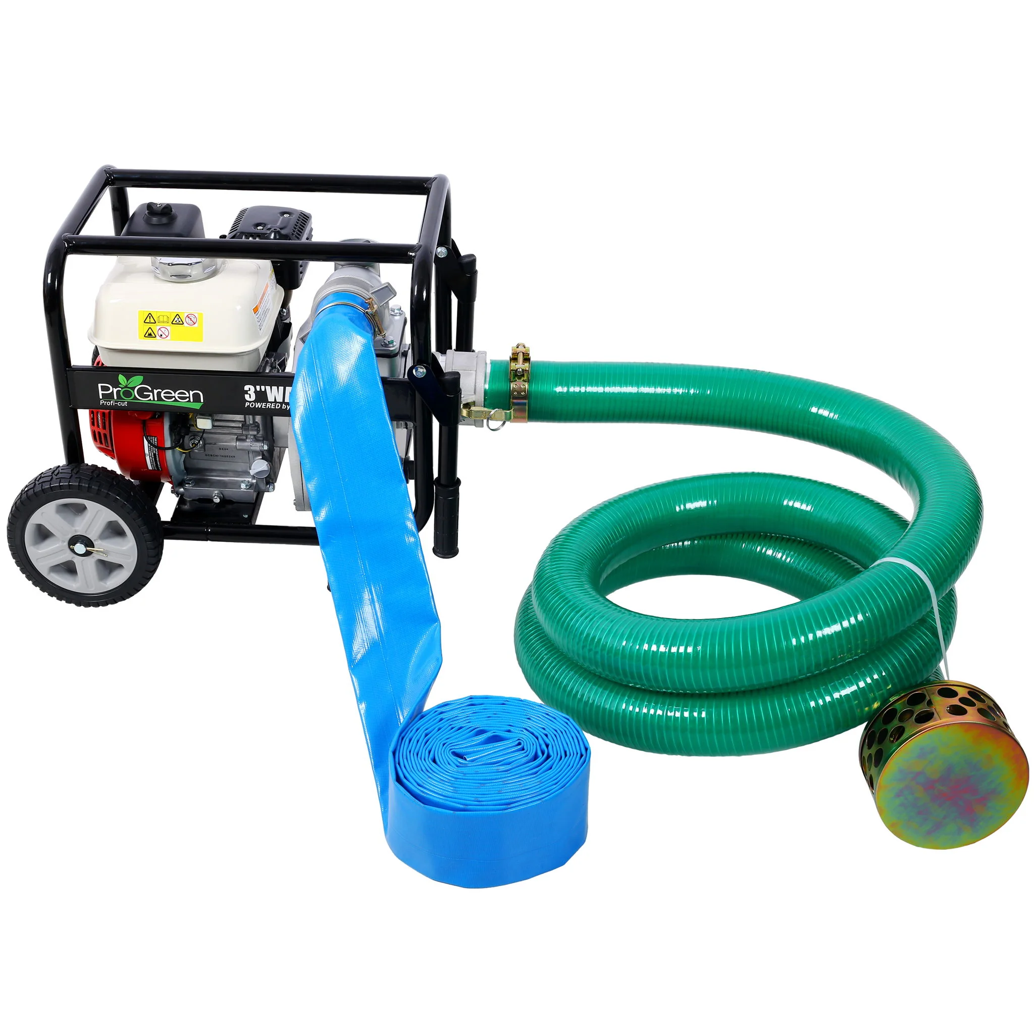 Honda - Gx160 Engine Water Pump 3" 264Gpm With Accessories Kit And Handle Wheel Kit - Black / Red - Image 6