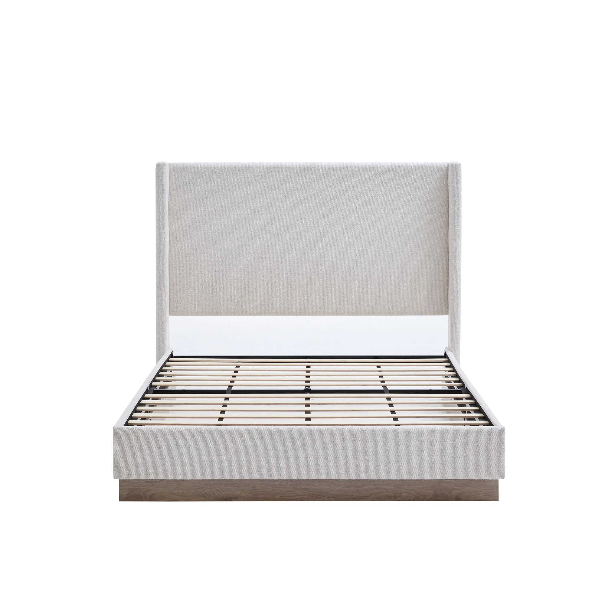 Hosford - Minimalist Upholstered Wingback Bed With Wood Base Platform