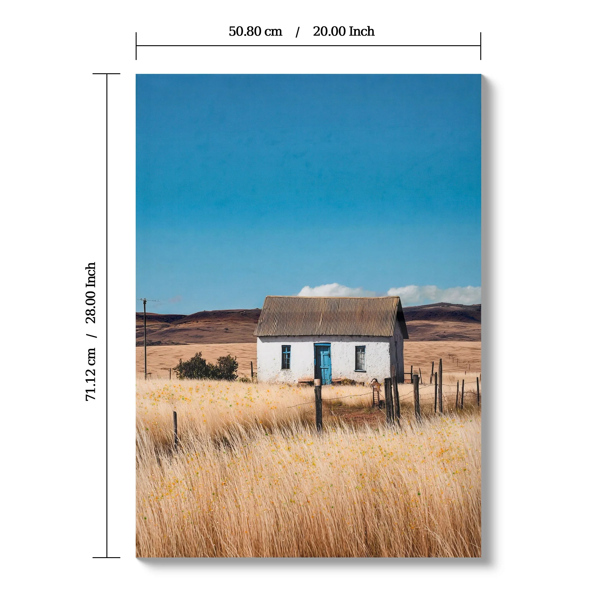 House, Barn Picture Wall Art For Home Decor - Natural / Blue - Image 2