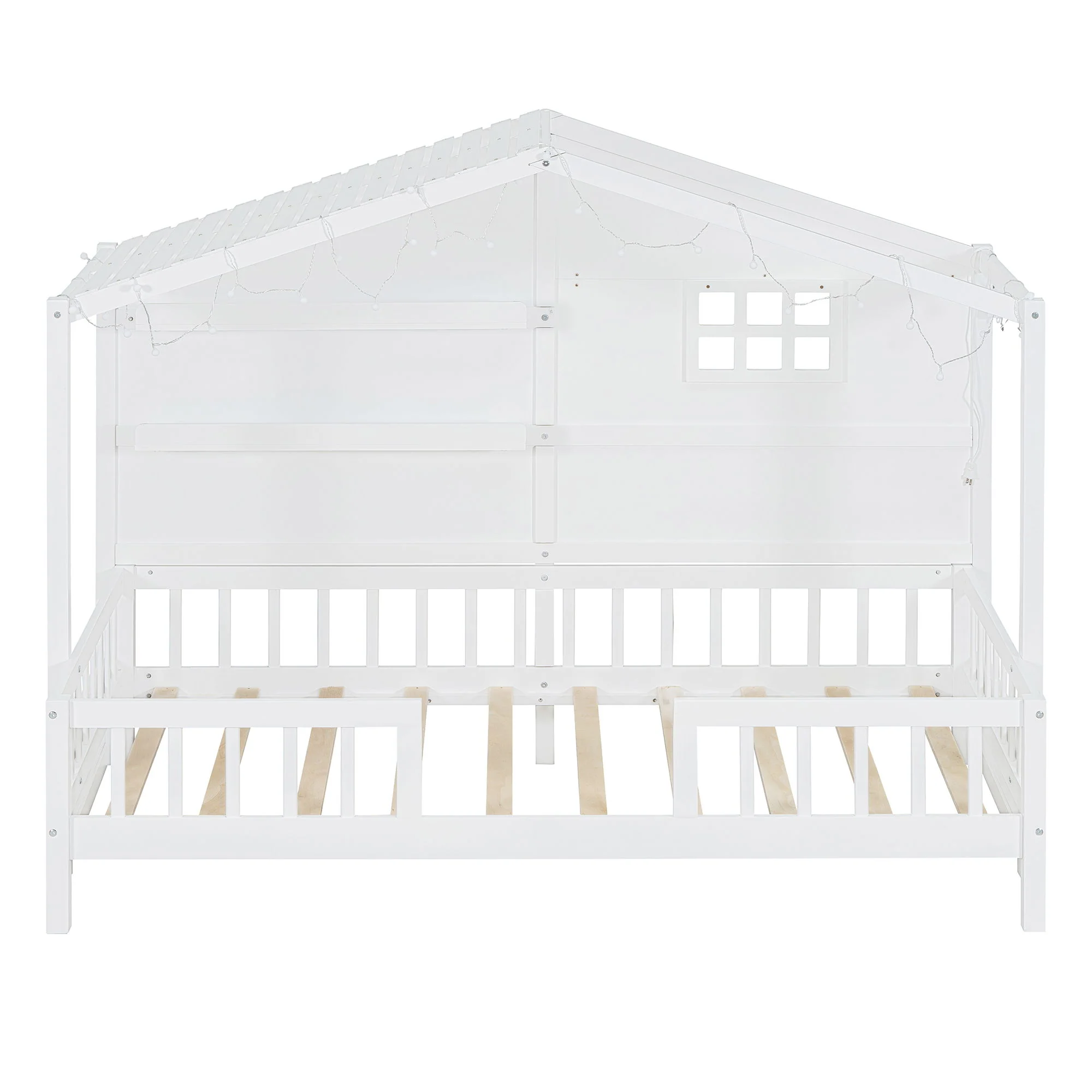 House Bed With Shelves, Window And Sparkling Light Strip On The Roof - Image 11