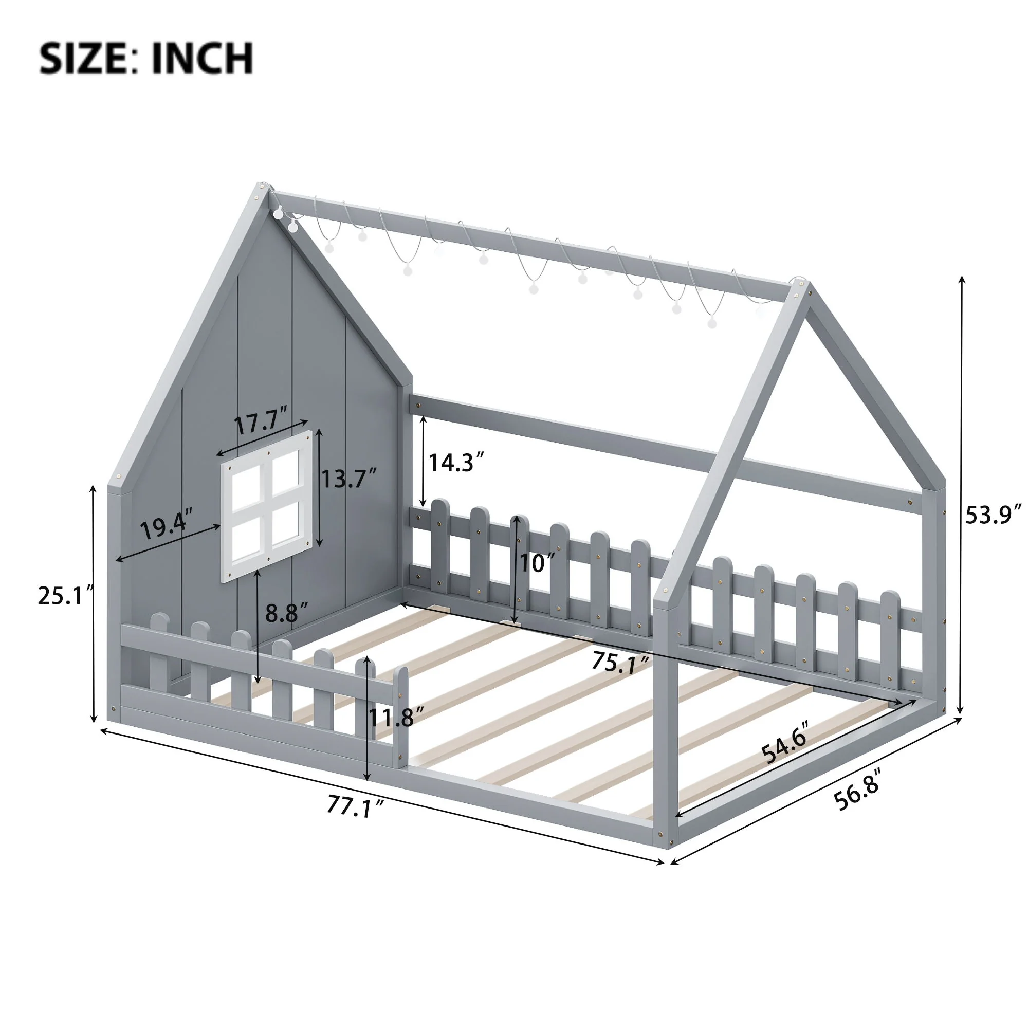 House Bed With Window And Fence - Image 20