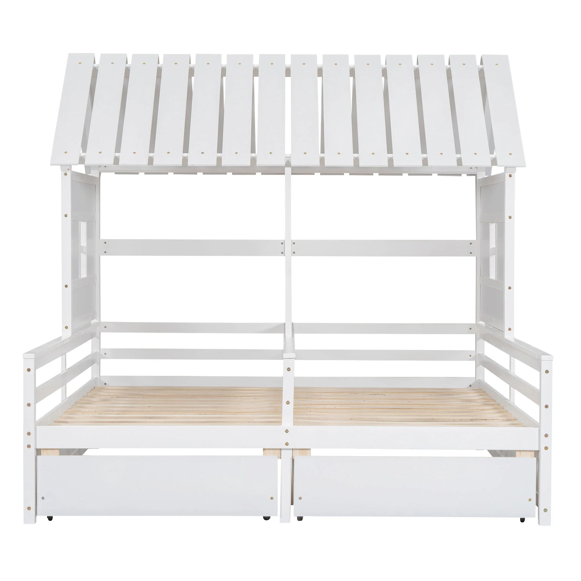 House Platform Beds With 2 Drawers, Side By Side Design - Image 2