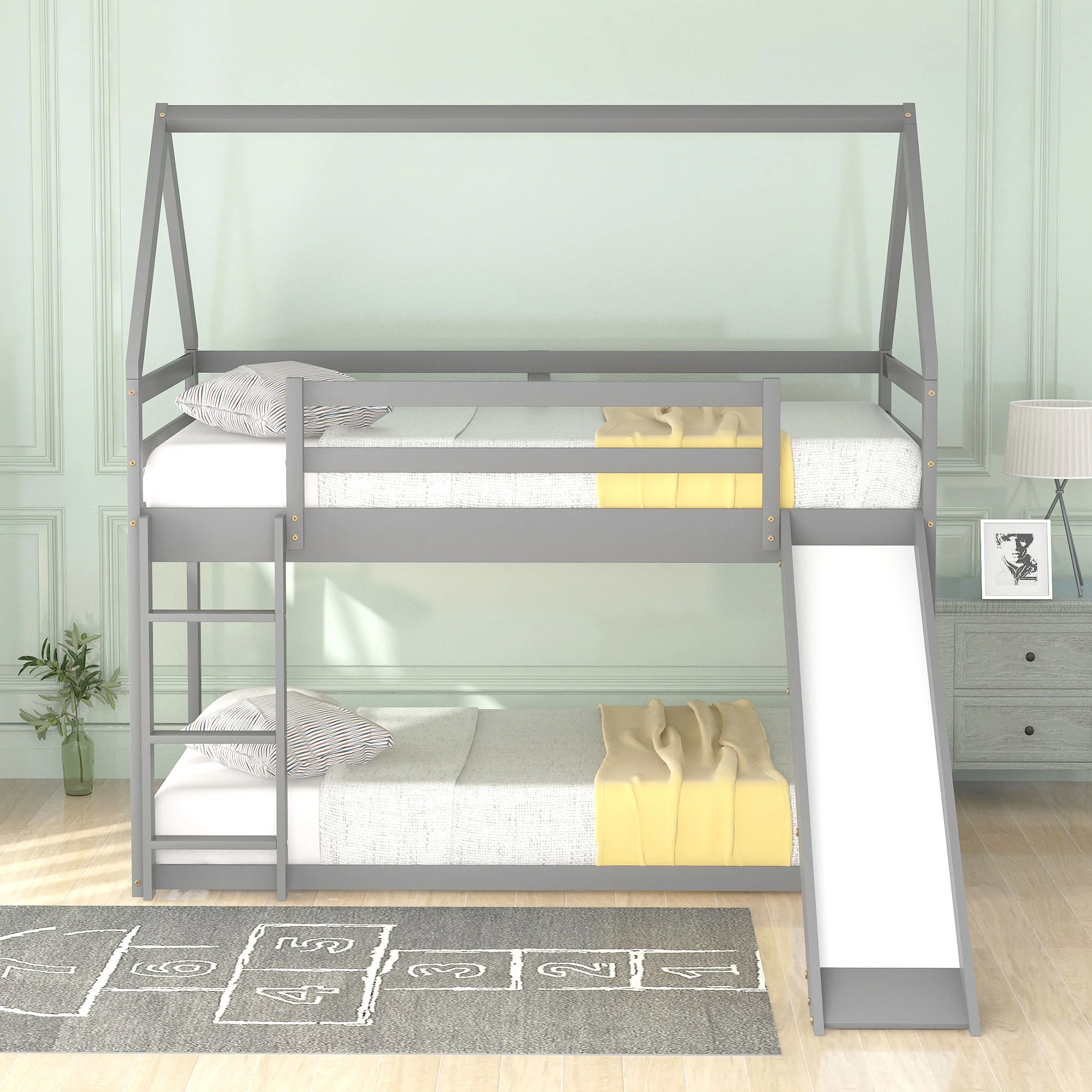 House Shape Bunk Bed With Slide And Ladder - Image 4