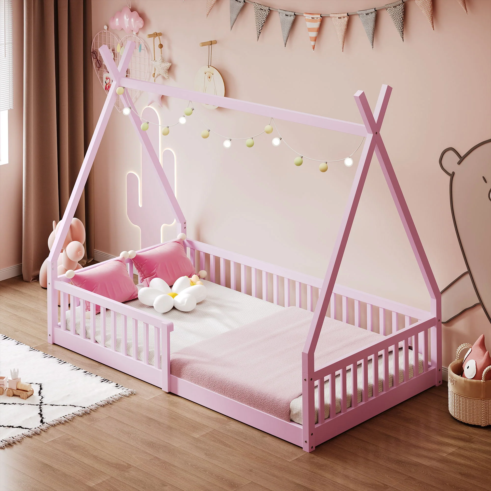 House Shaped Design Bed With Fence - Image 4