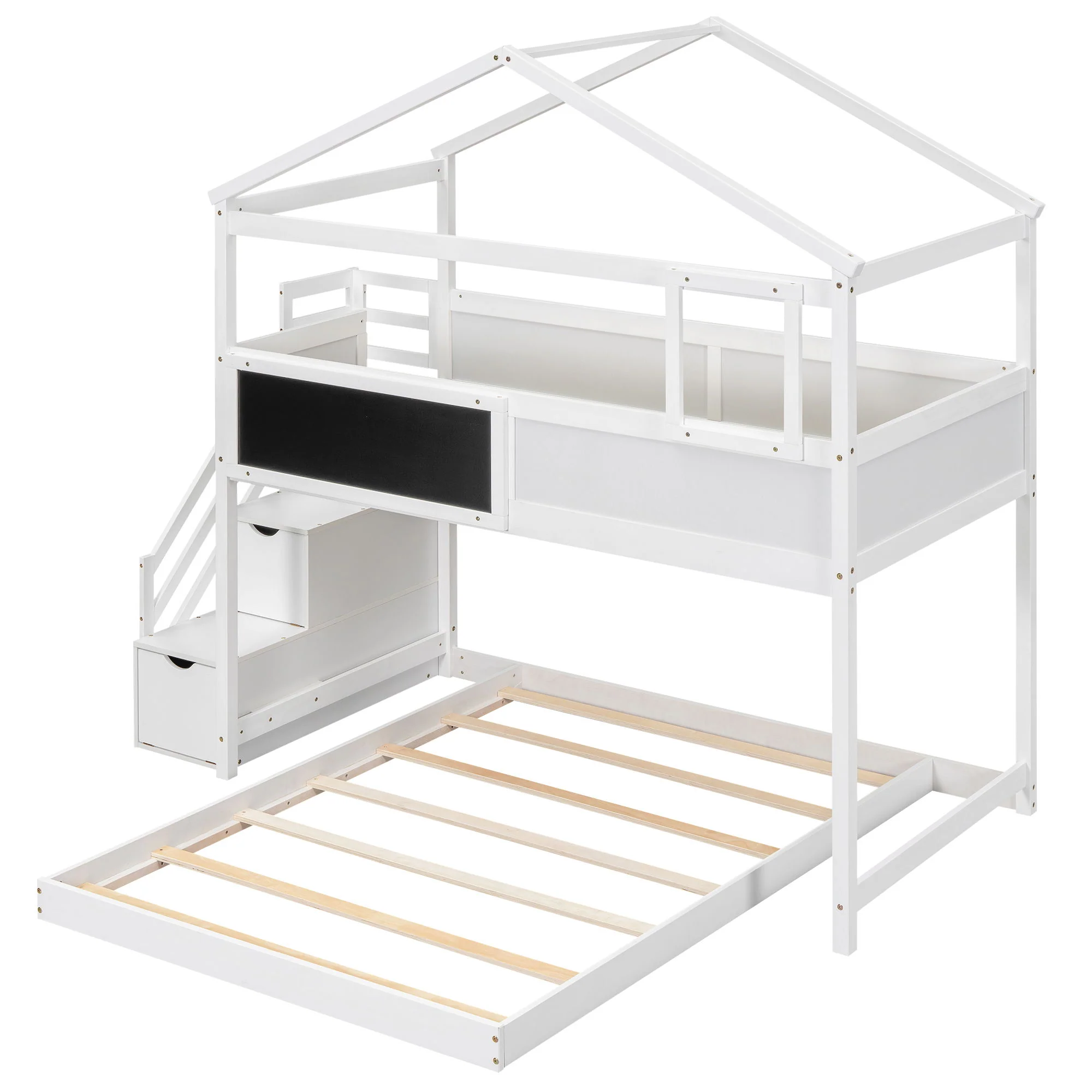 House Style Bunk Bed With Storage Staircase And board - Image 4