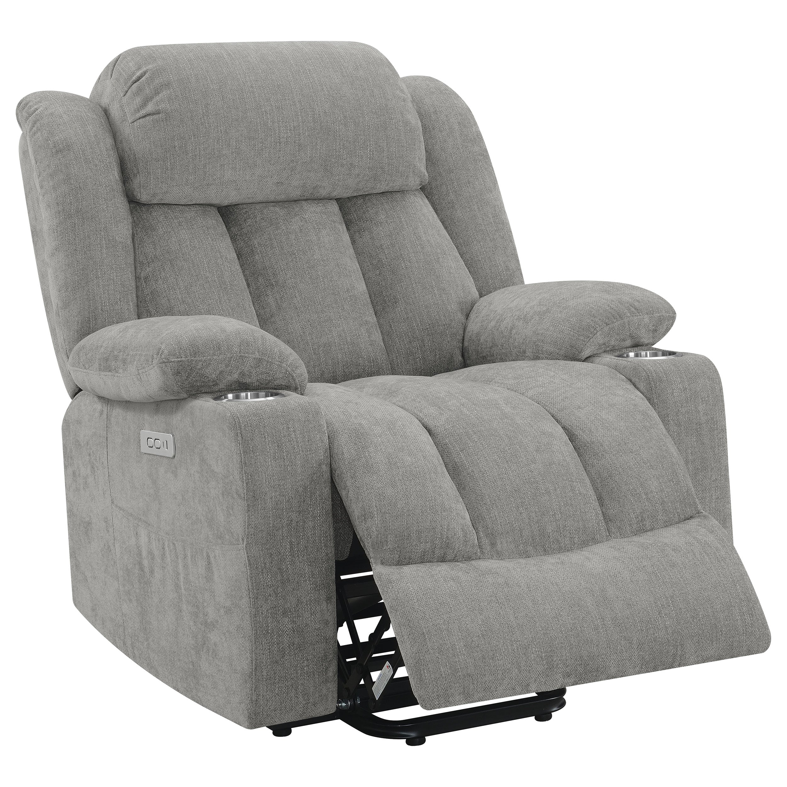 Houston Upholstered Power Lift Recliner in Grey - Image 4