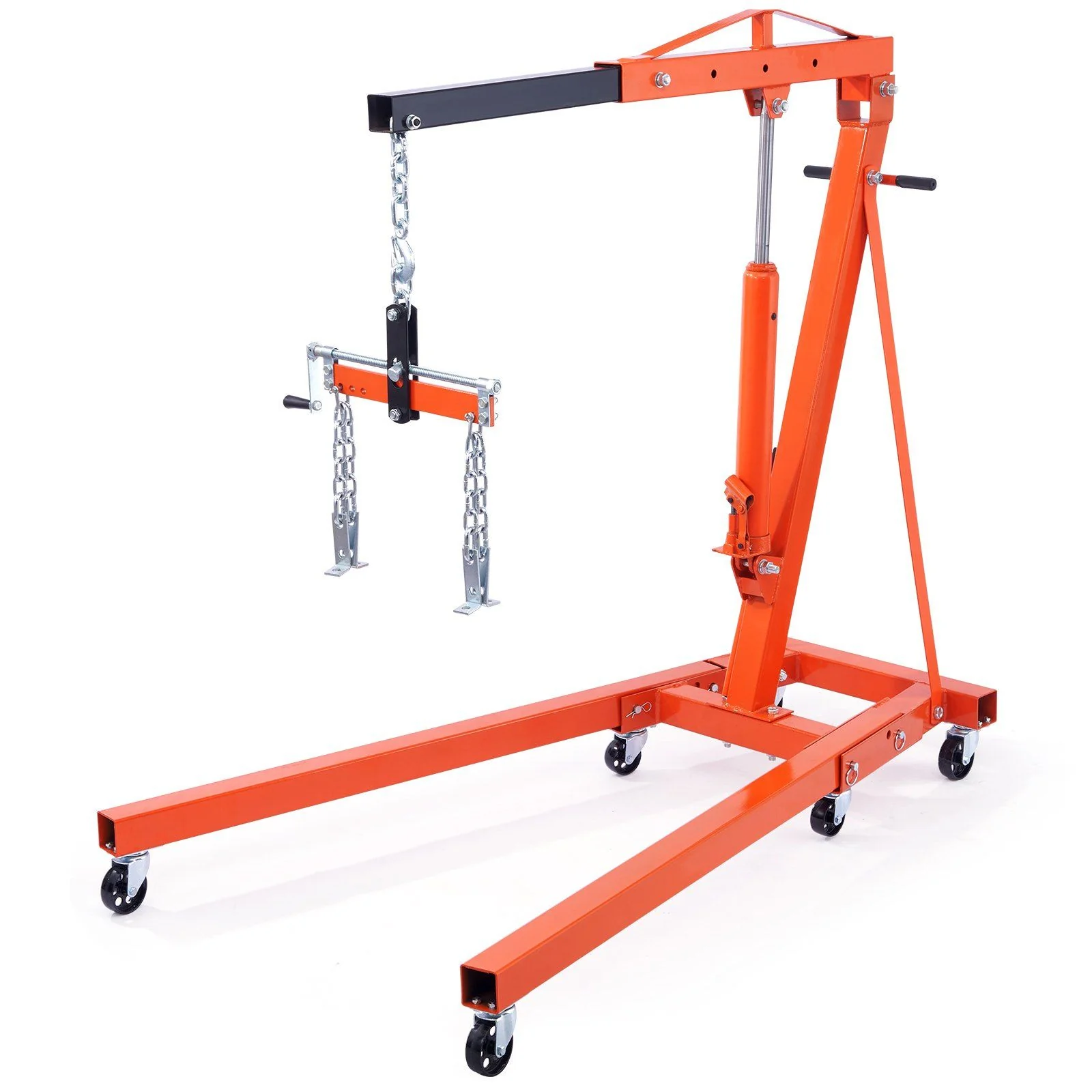 Hydraulic Engine Hoist With Lever, 2 Ton Capacity, Foldable Design For Auto Repair - Orange - Image 3