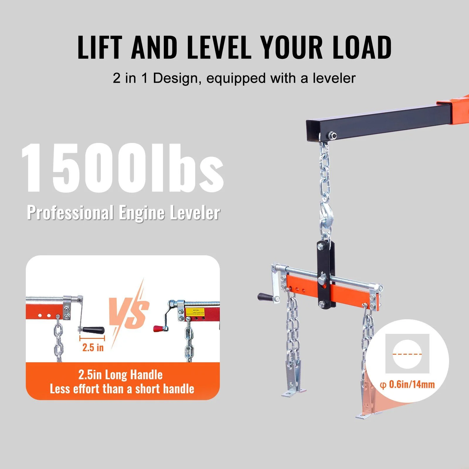 Hydraulic Engine Hoist With Lever, 2 Ton Capacity, Foldable Design For Auto Repair - Orange - Image 9