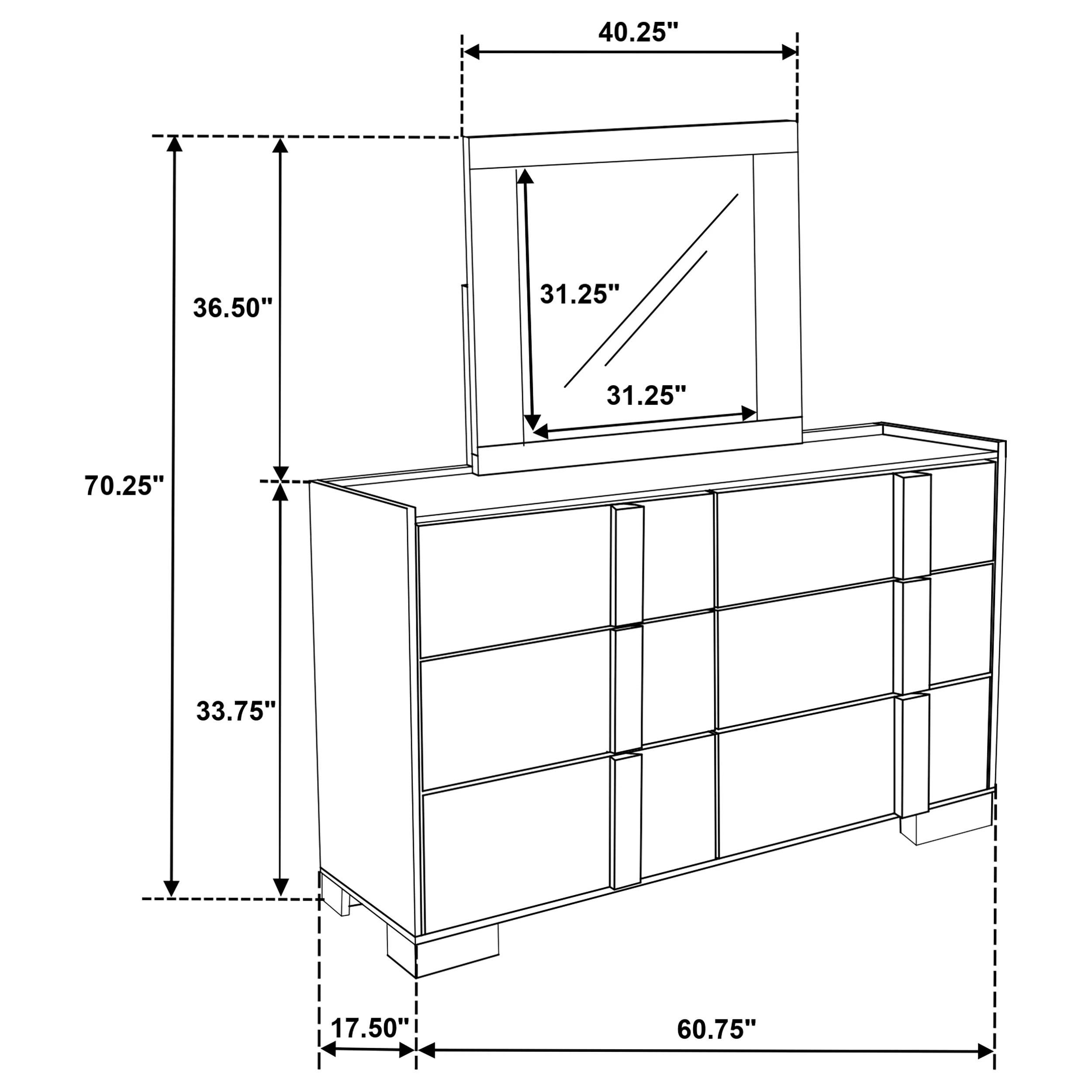 Hyland 6-Drawer Dresser with Mirror in Natural and White - Image 12