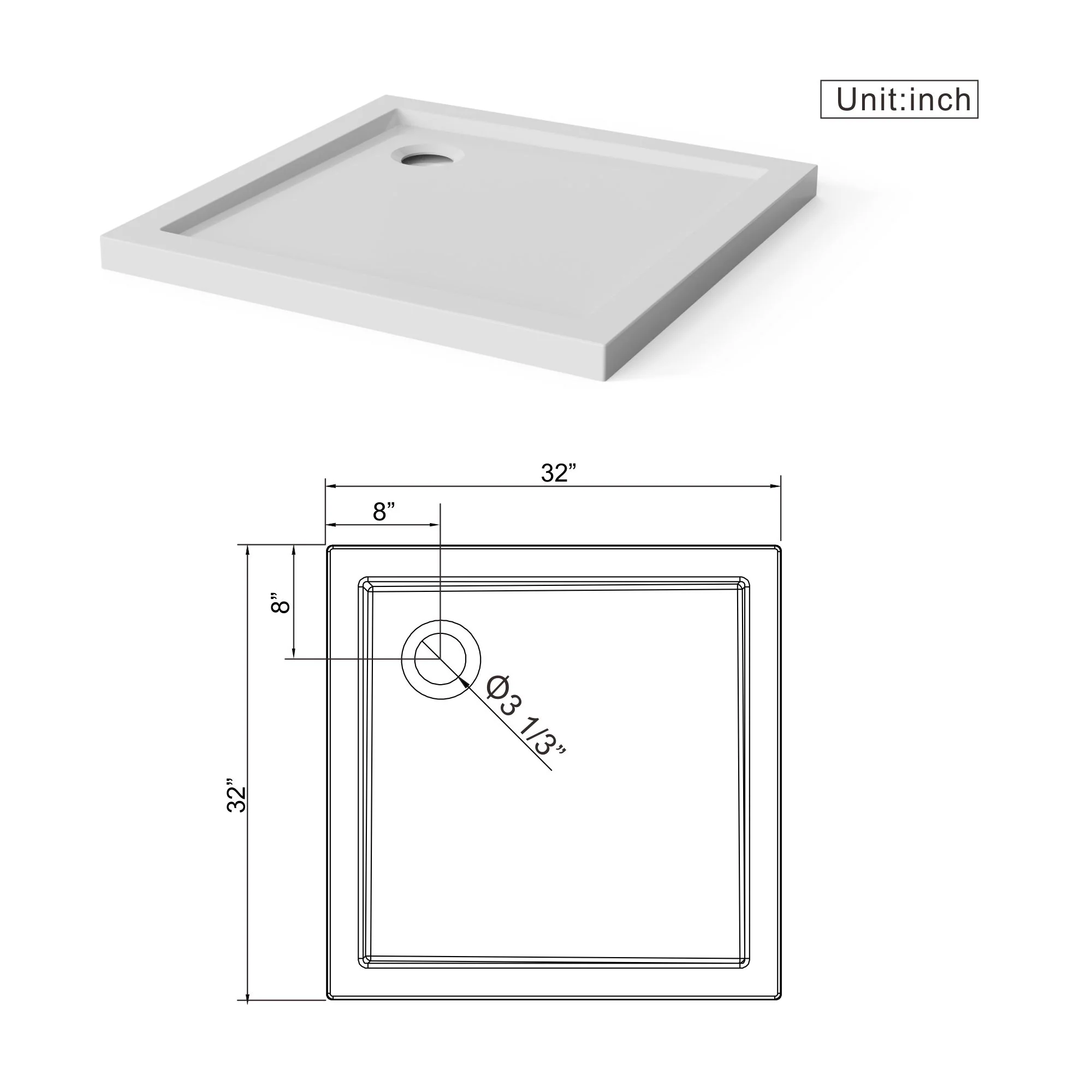 In Corner Drain Shower Base - Image 6
