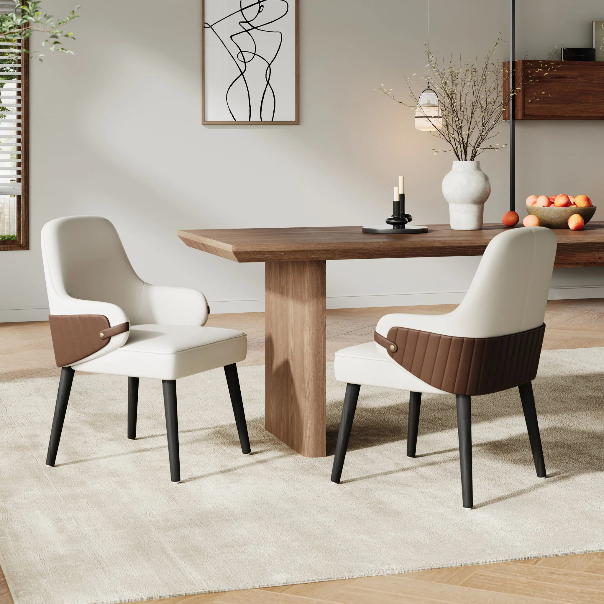 Indoor Dining Chair (Set of 2) - Beige / Brown - Image 9