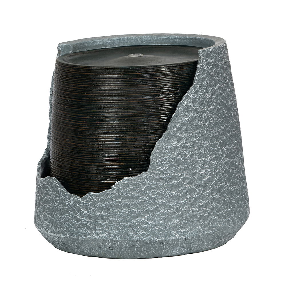 Indoor Outdoor Water Fountain, Unique Broken Urn Fountain Chic Dynamic Modern Design With Light For Garden - Image 9