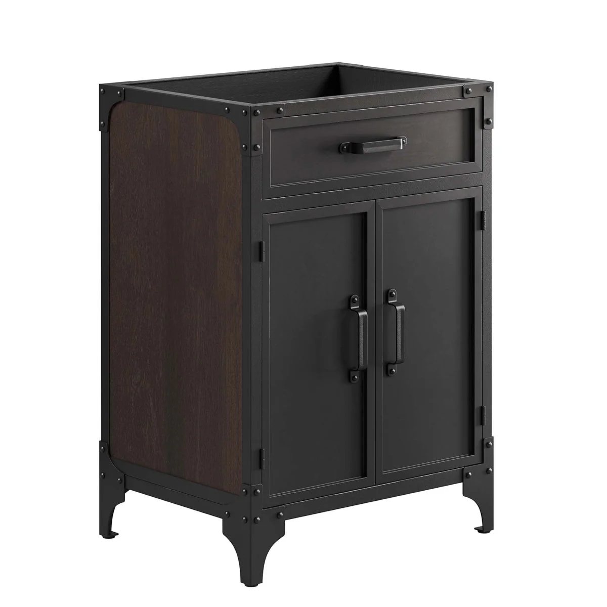 Industrial Metal and Wood Bathroom Vanity – Modern Rustic Design for Powder Room - Image 55
