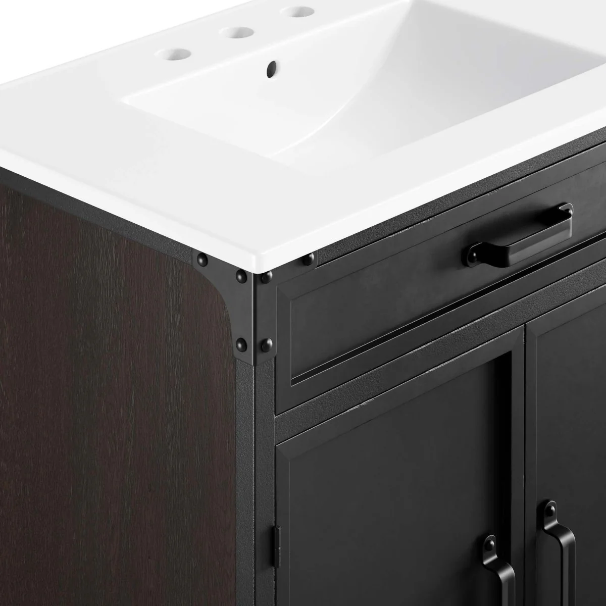 Industrial Metal and Wood Bathroom Vanity – Modern Rustic Design for Powder Room - Image 72