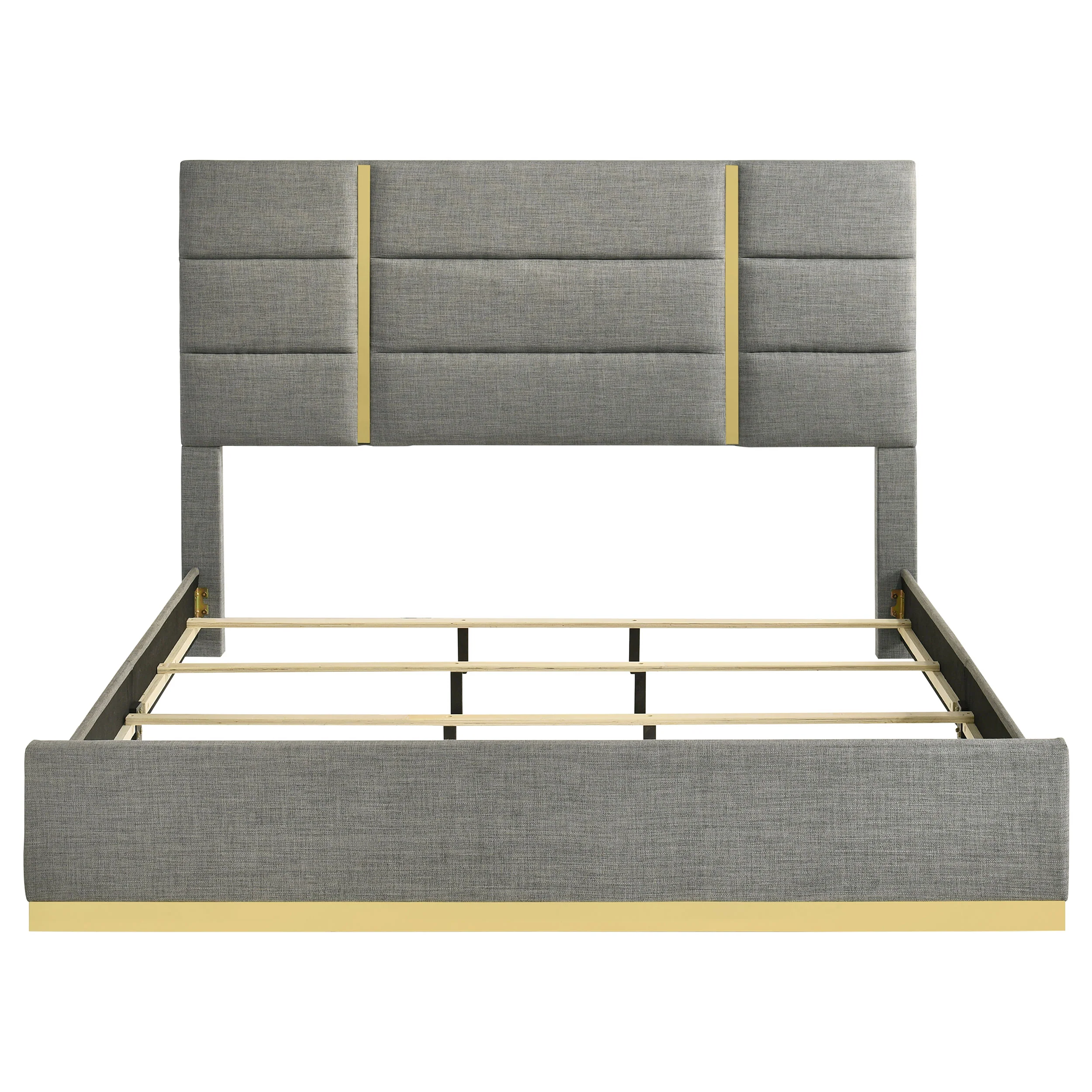 Ines 56-Inch Fabric Upholstered Eastern King Panel Bed Grey - Image 5
