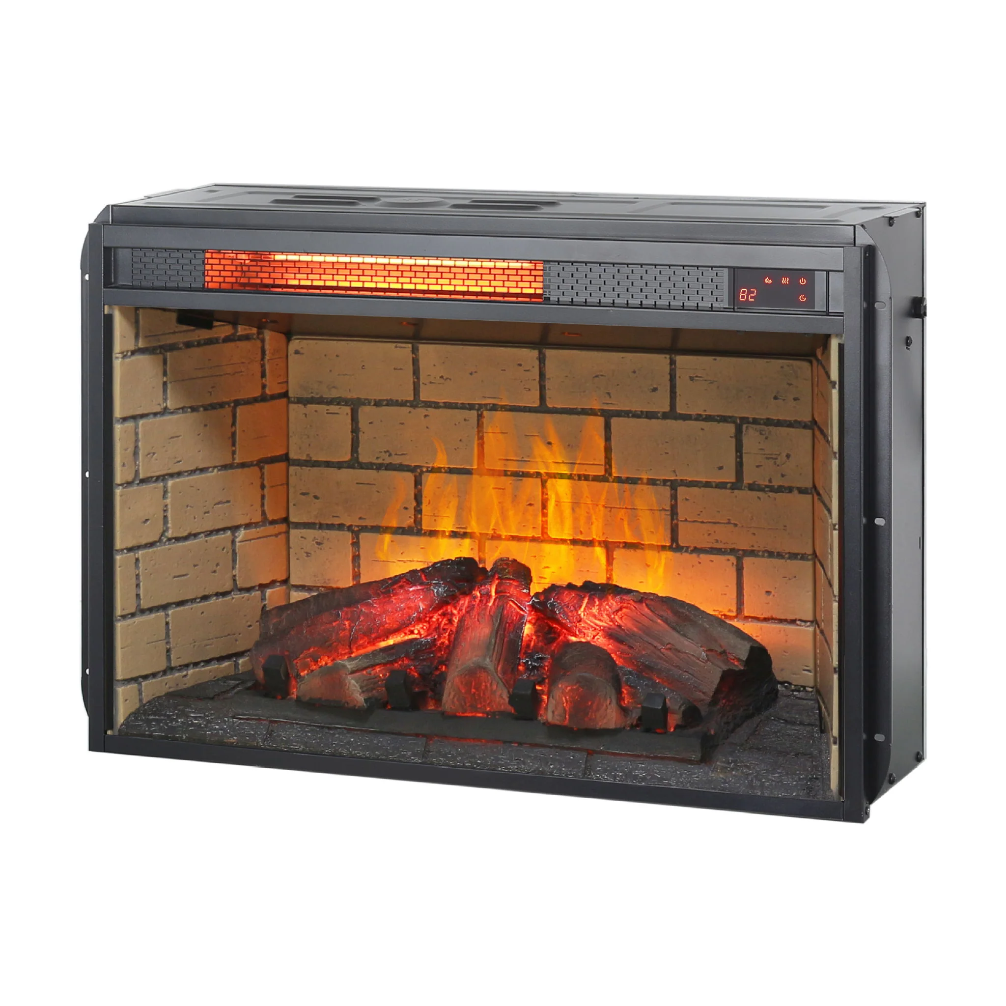 Infrared Quartz Heater Fireplace Insert -Woodlog Version With Brick - Image 8