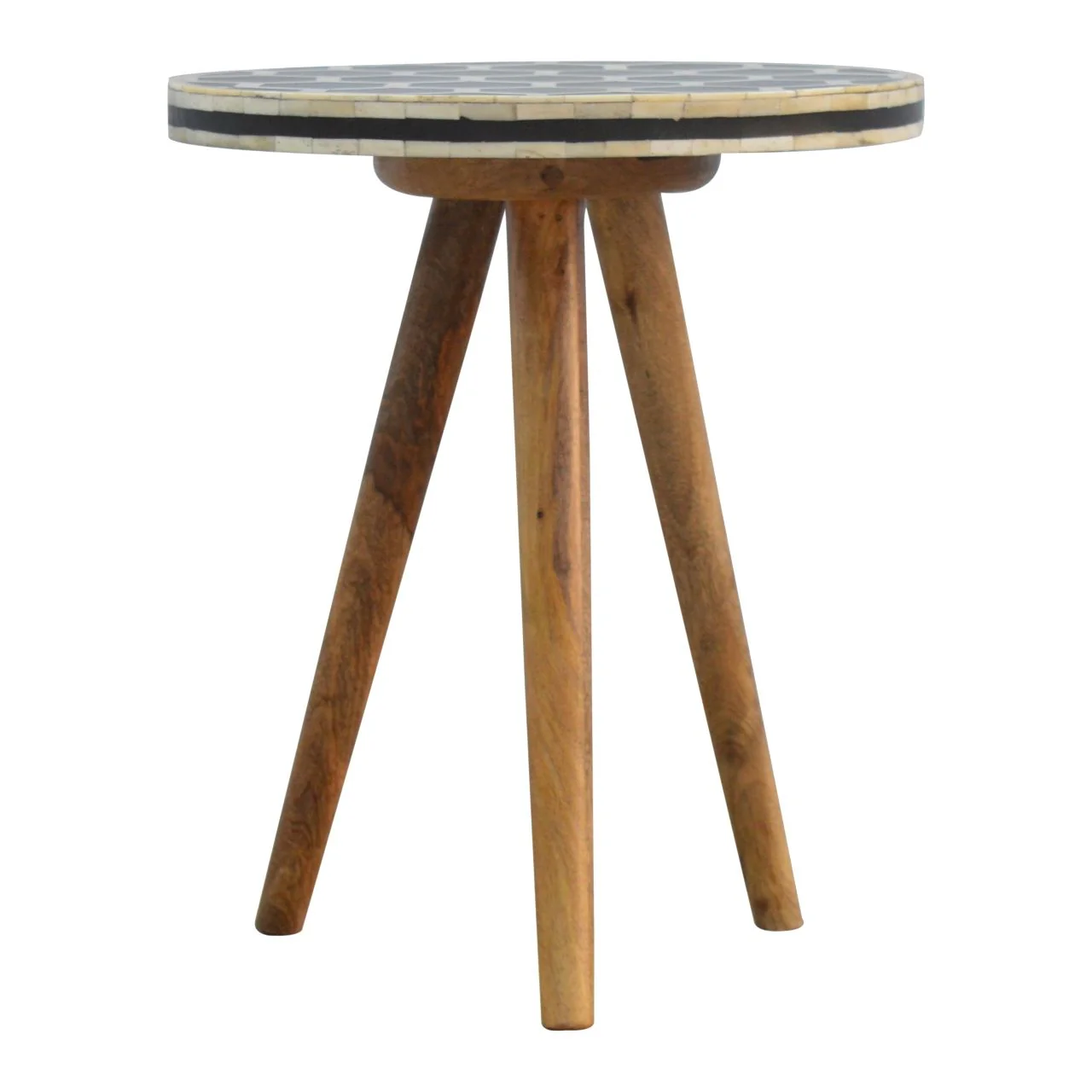 Inlay Bone Tripod Stool - Beige / White - Image 5