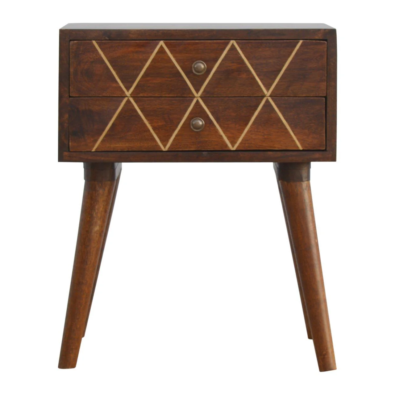 Inlay Geo Brass Bedside Table - Chestnut - Image 7