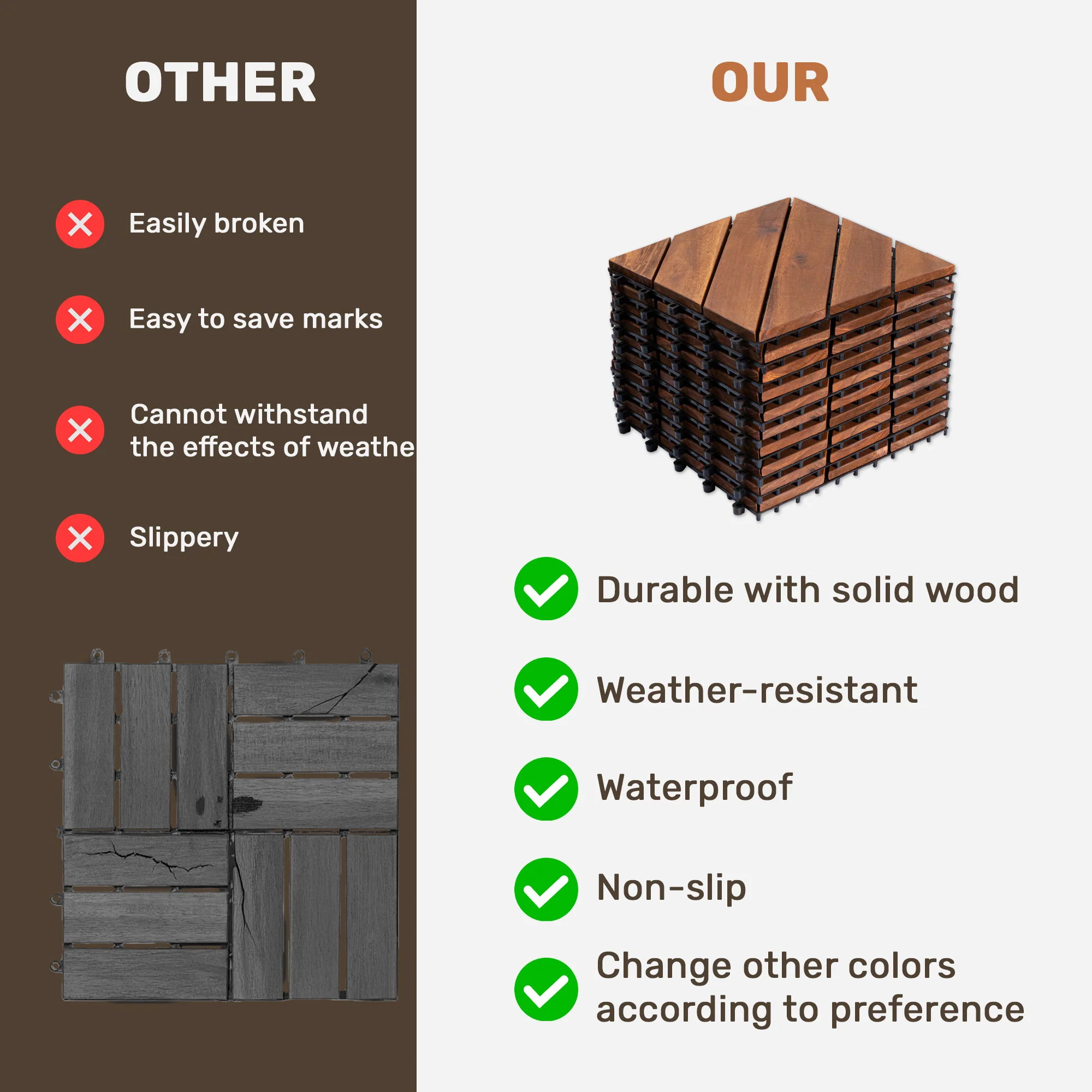Interlocking Deck Tiles, Diagonal Pattern Outdoor Decking - Image 12