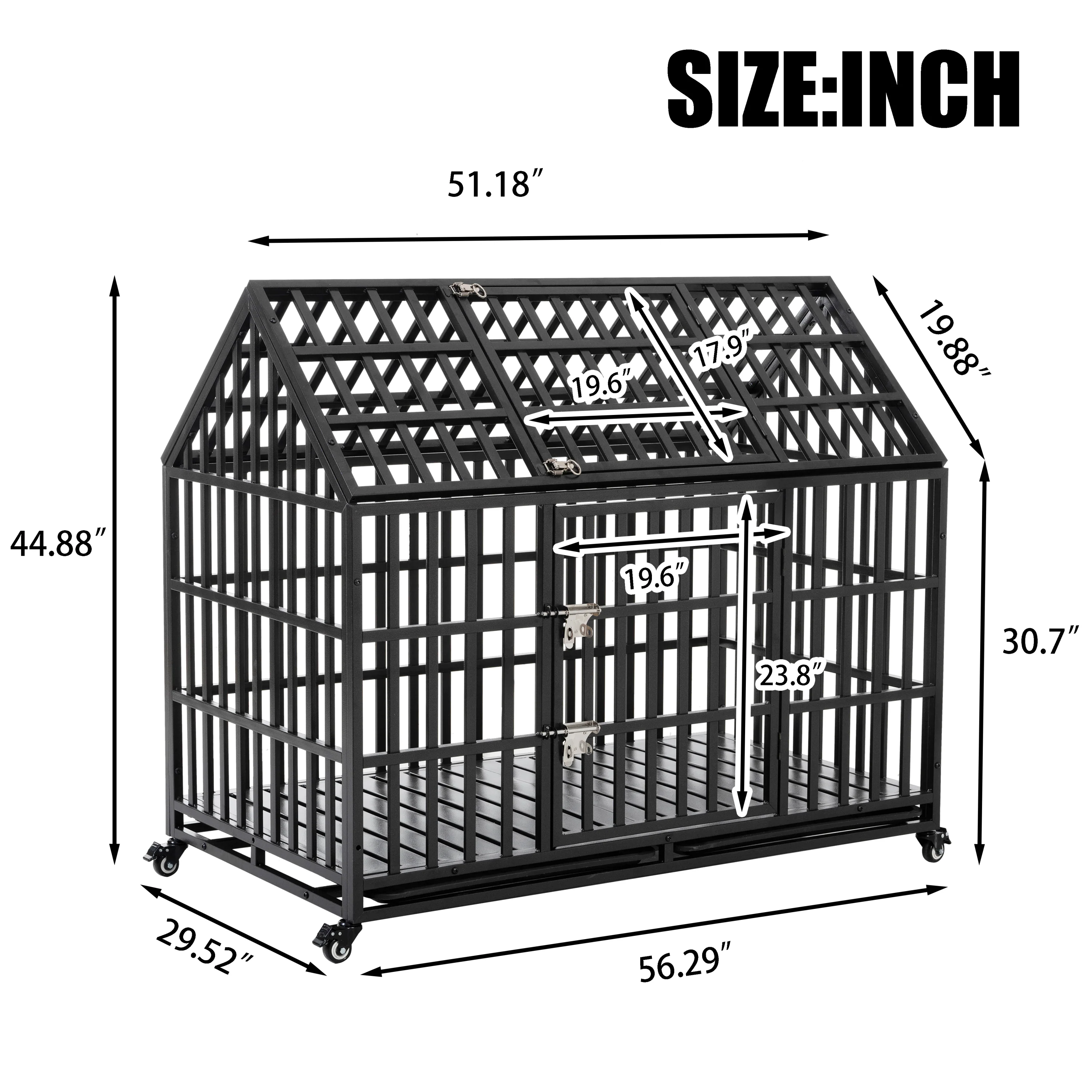 Ironclad Heavy Duty Carbon Steel Dog Crate with Roof Access, Lockable Wheels, and Hammertone Finish - Image 55