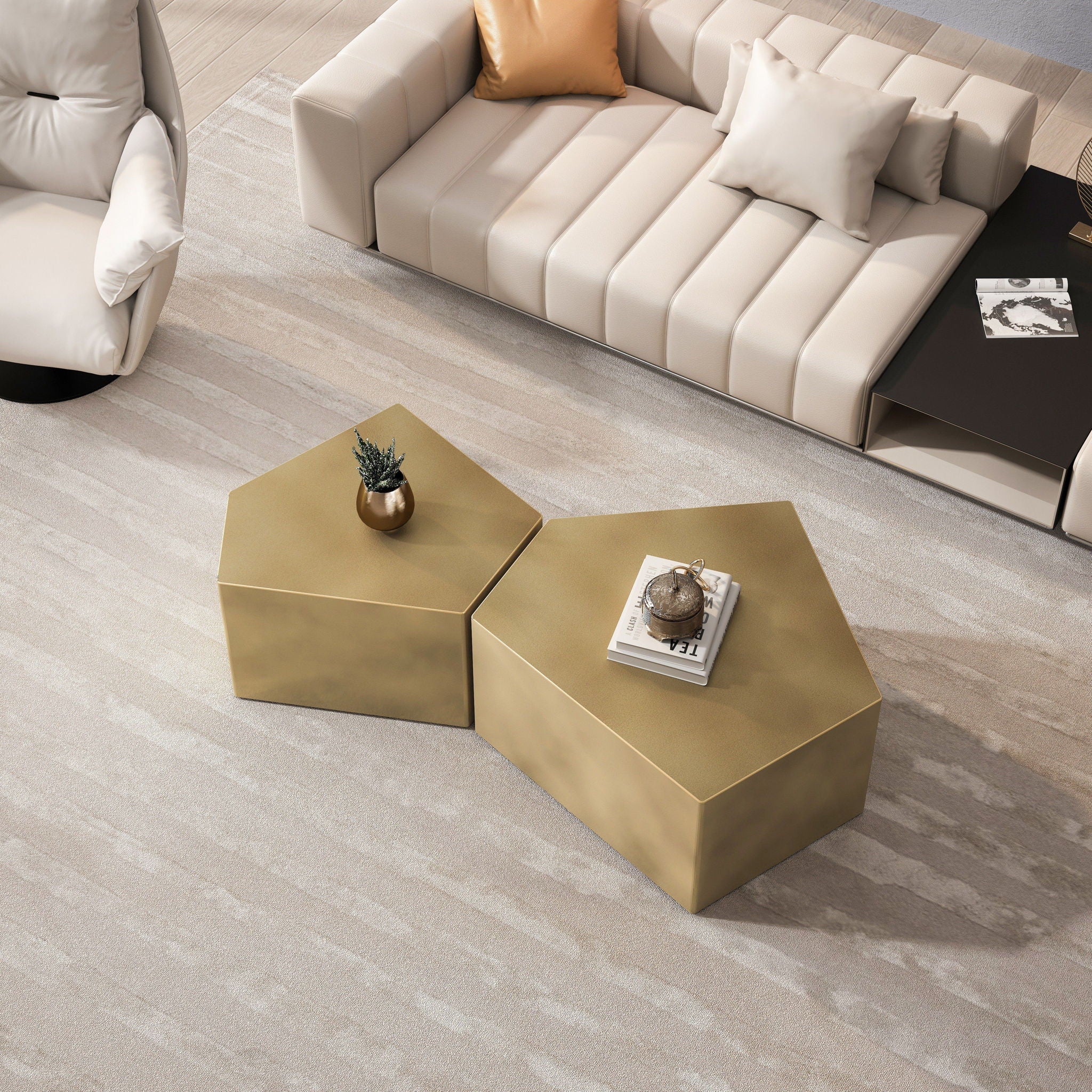 Irregular Pentagon Nesting Coffee Table Set - Image 14