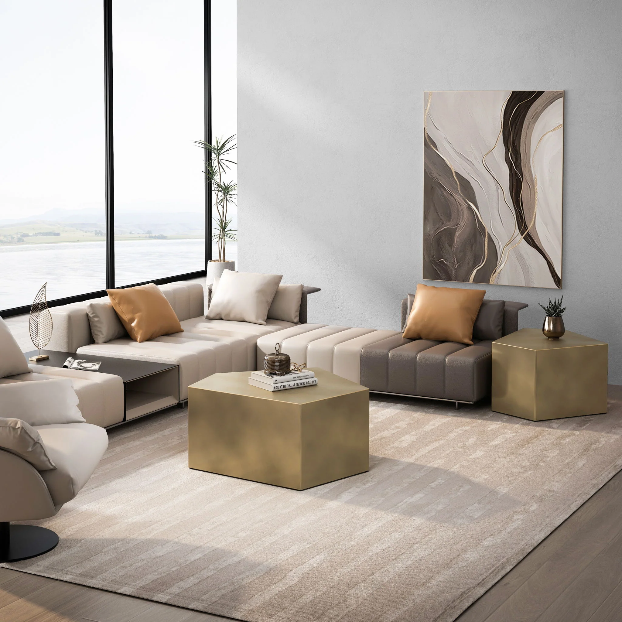 Irregular Pentagon Nesting Coffee Table Set - Image 16