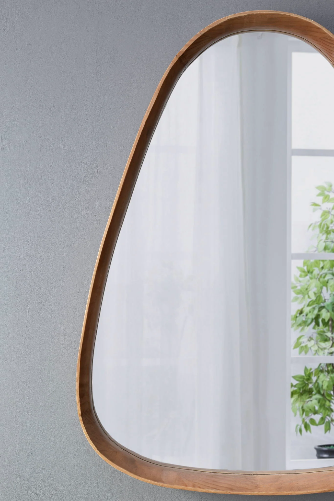 Irrgeular Mirror With Frame, Wall Mirror For Living Room Bathroom Entryway - Brown - Image 5