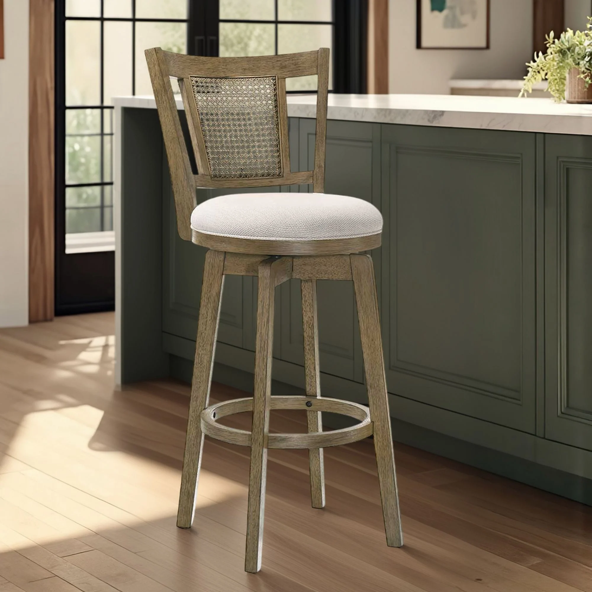 Isla - 26" Putty Brown Counter Height Rubberwood Swivel Barstool - Image 13