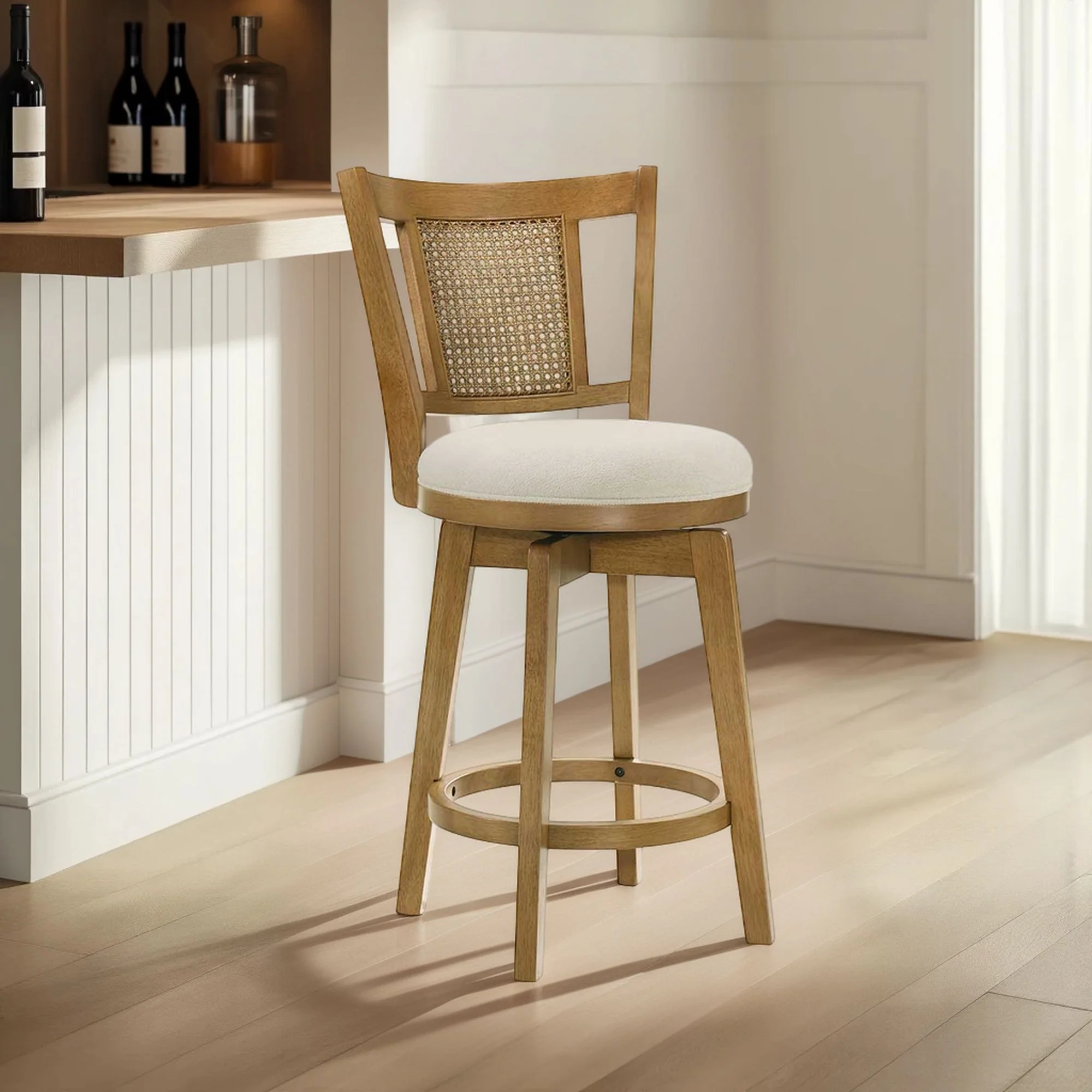 Isla - 30" Amber Glow Bar Height Rubberwood Swivel Barstool - Image 11