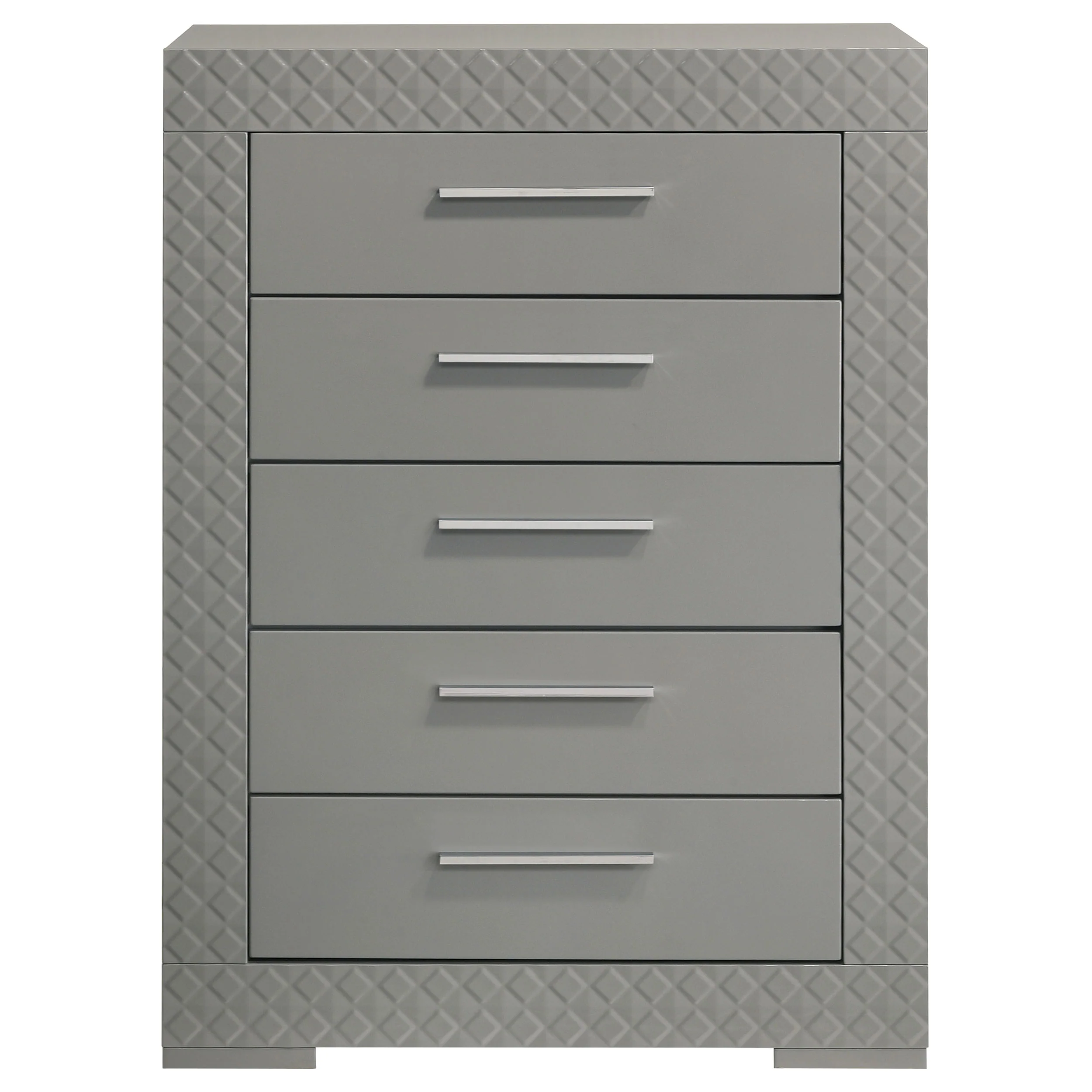 Ives 5-Drawer Chest of Drawers - Grey High Gloss - Image 4
