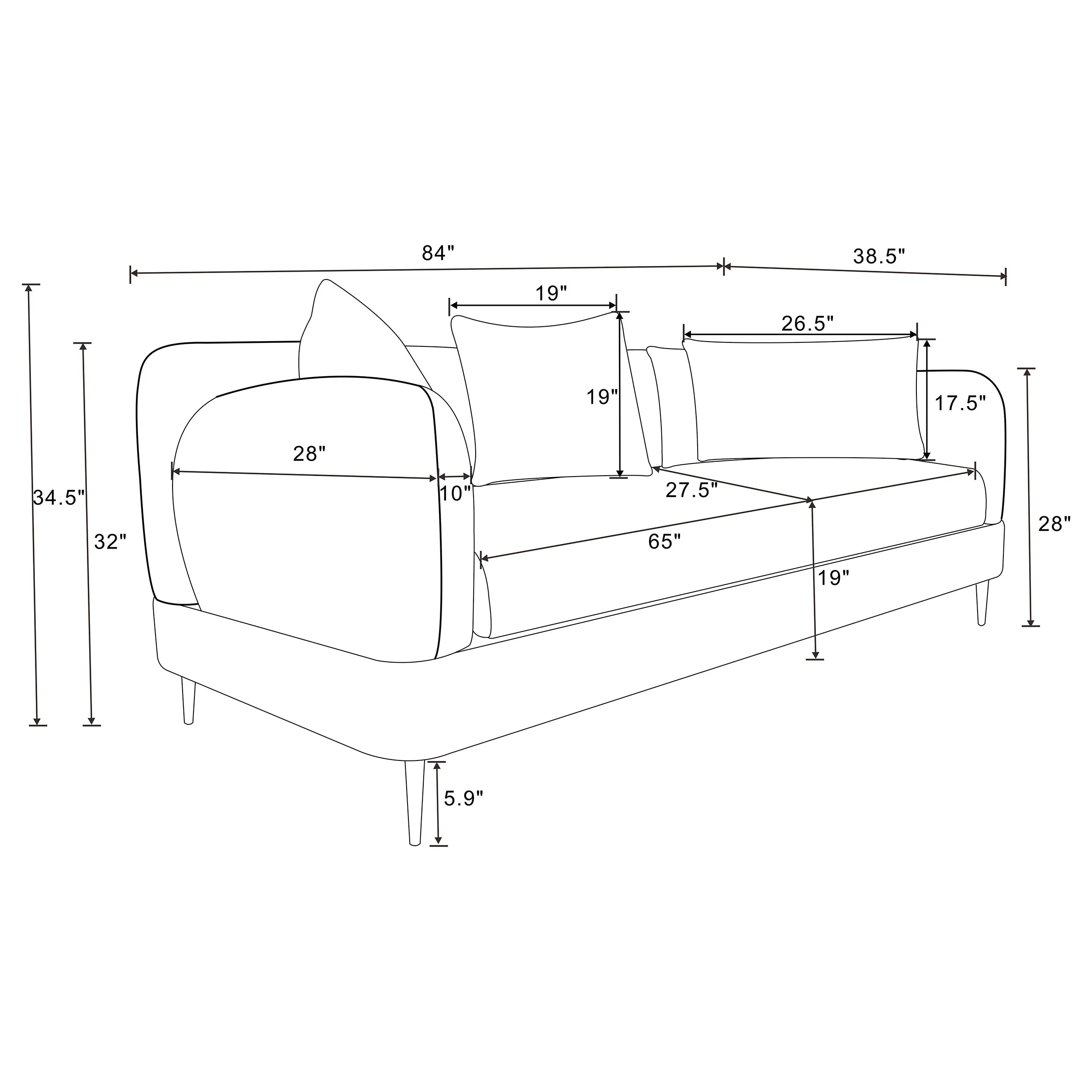 Jade Chenille Upholstered Sculpted Track Arm Sofa Latte - Image 11
