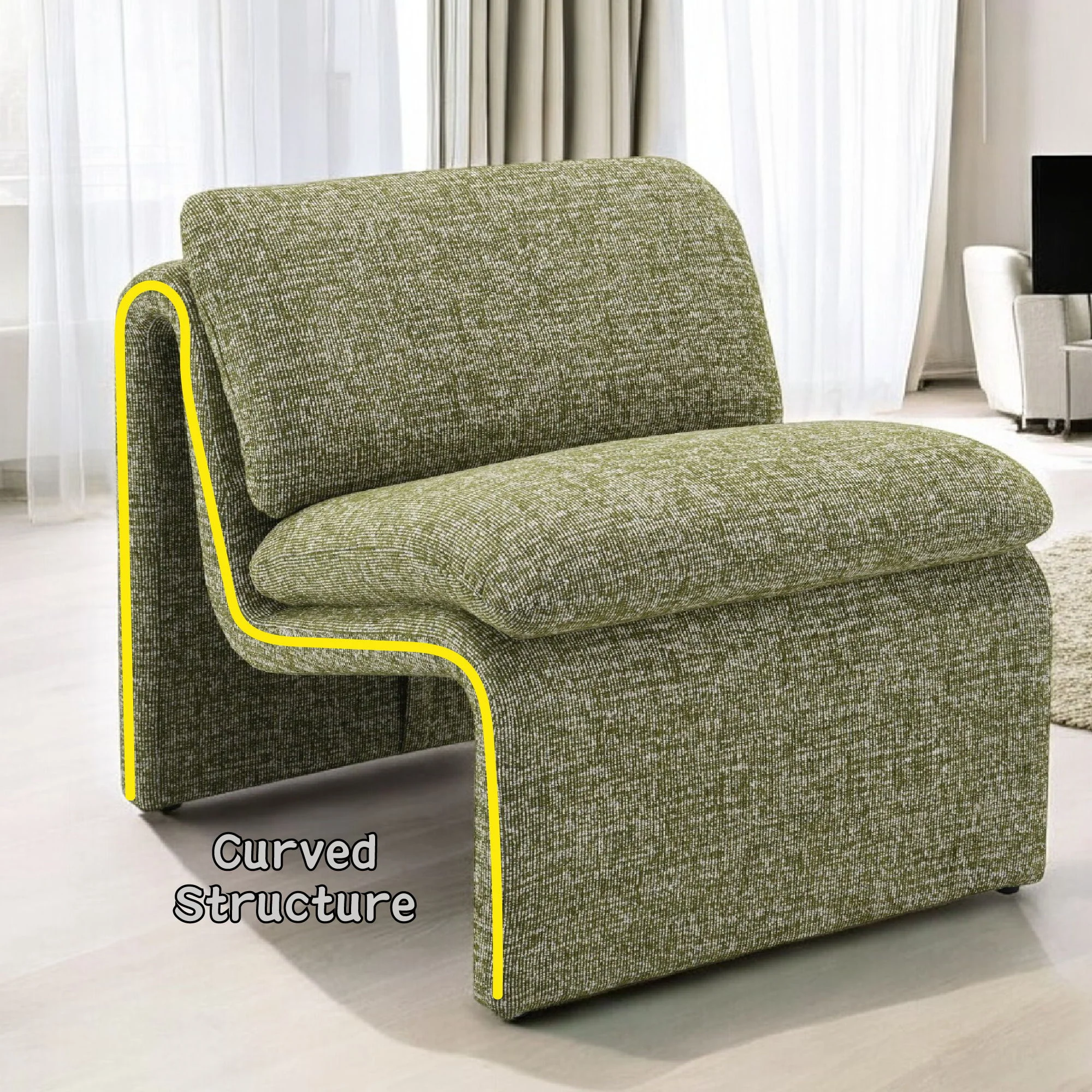 Jaeda - Innovative Elegance Accent Chair In Curved Shape - Image 4