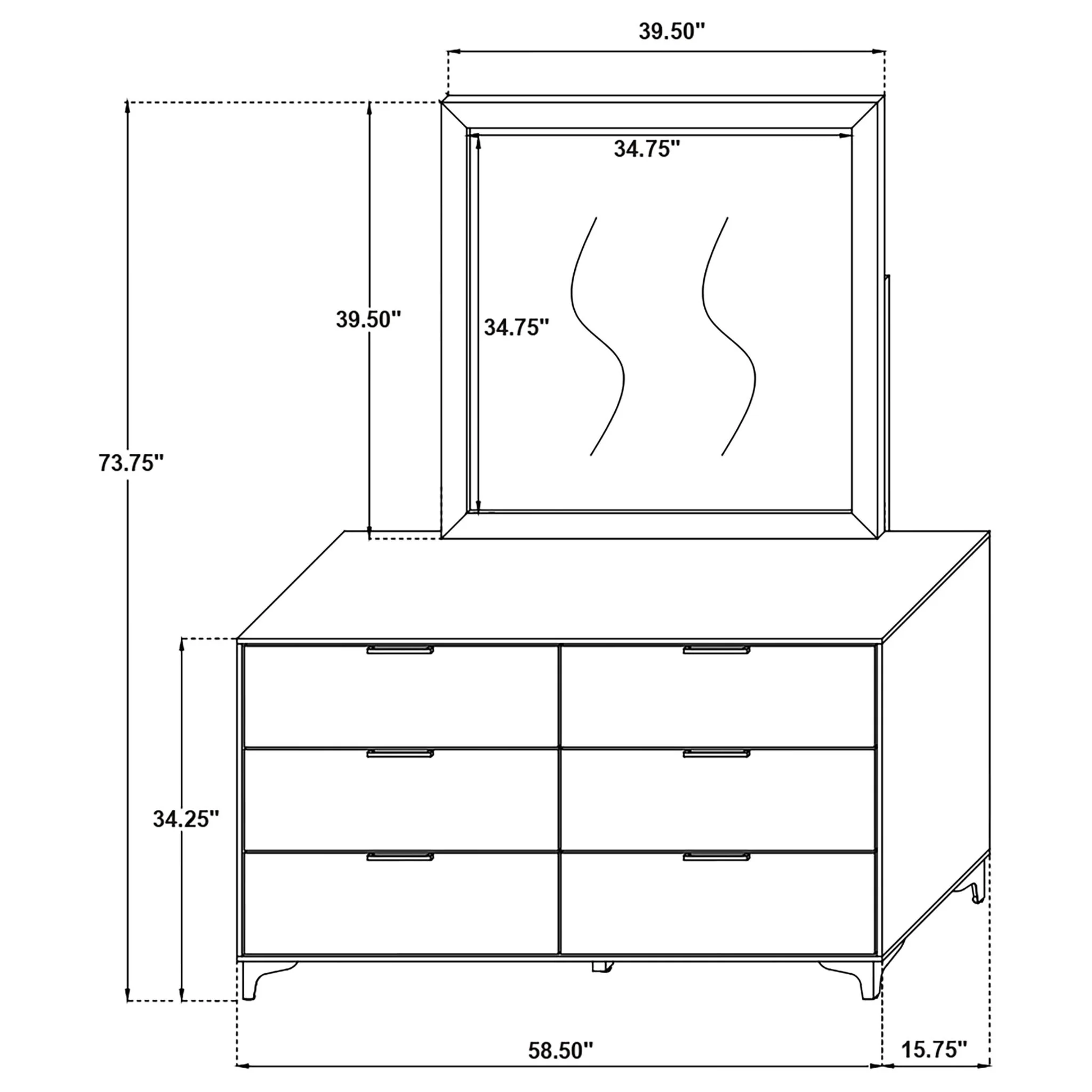 James - 6 Drawer Dresser With Mirror - White - Image 8